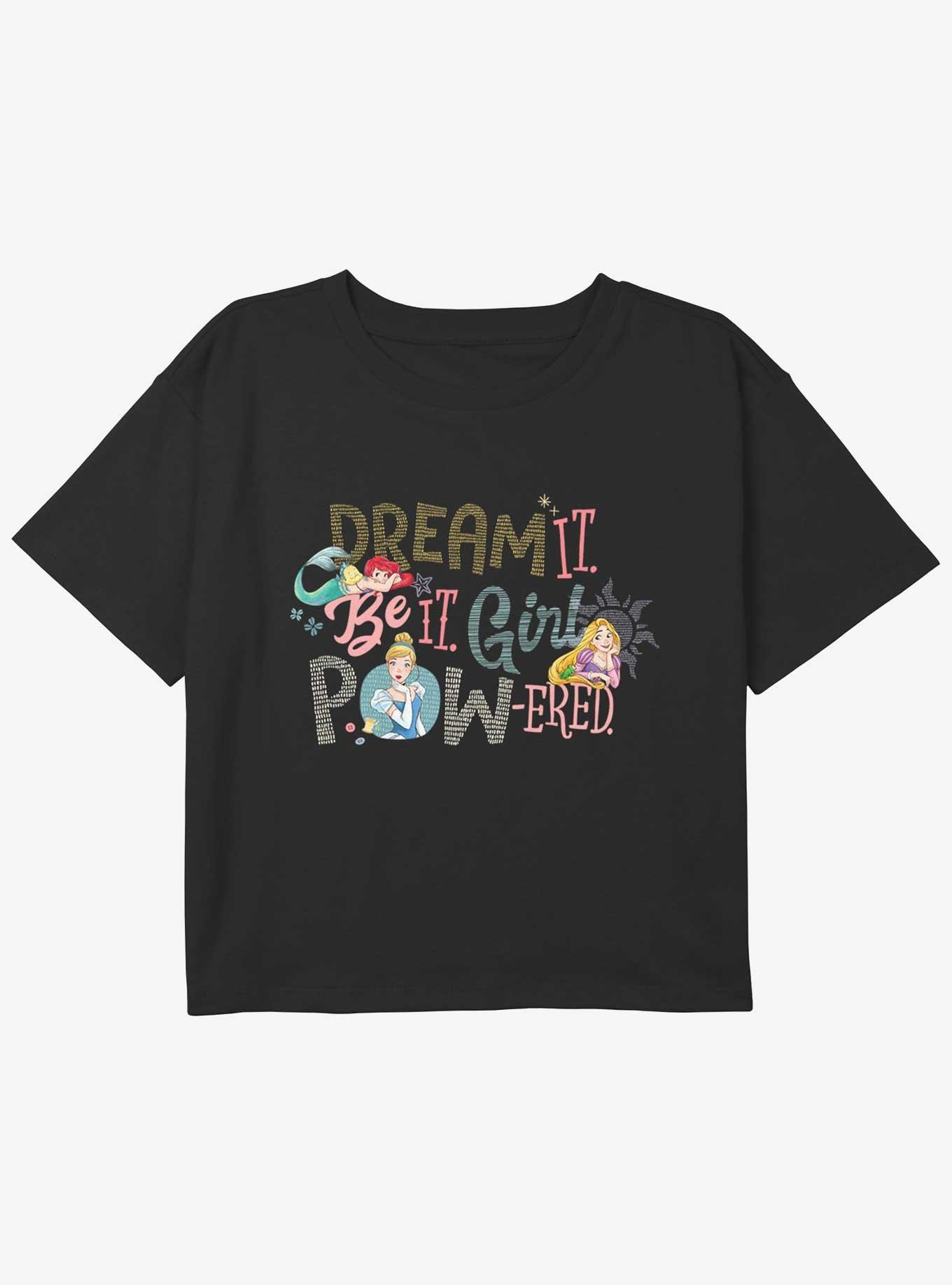 Disney The Little Mermaid Dream It Be It Girls Youth Crop T-Shirt, BLACK, hi-res