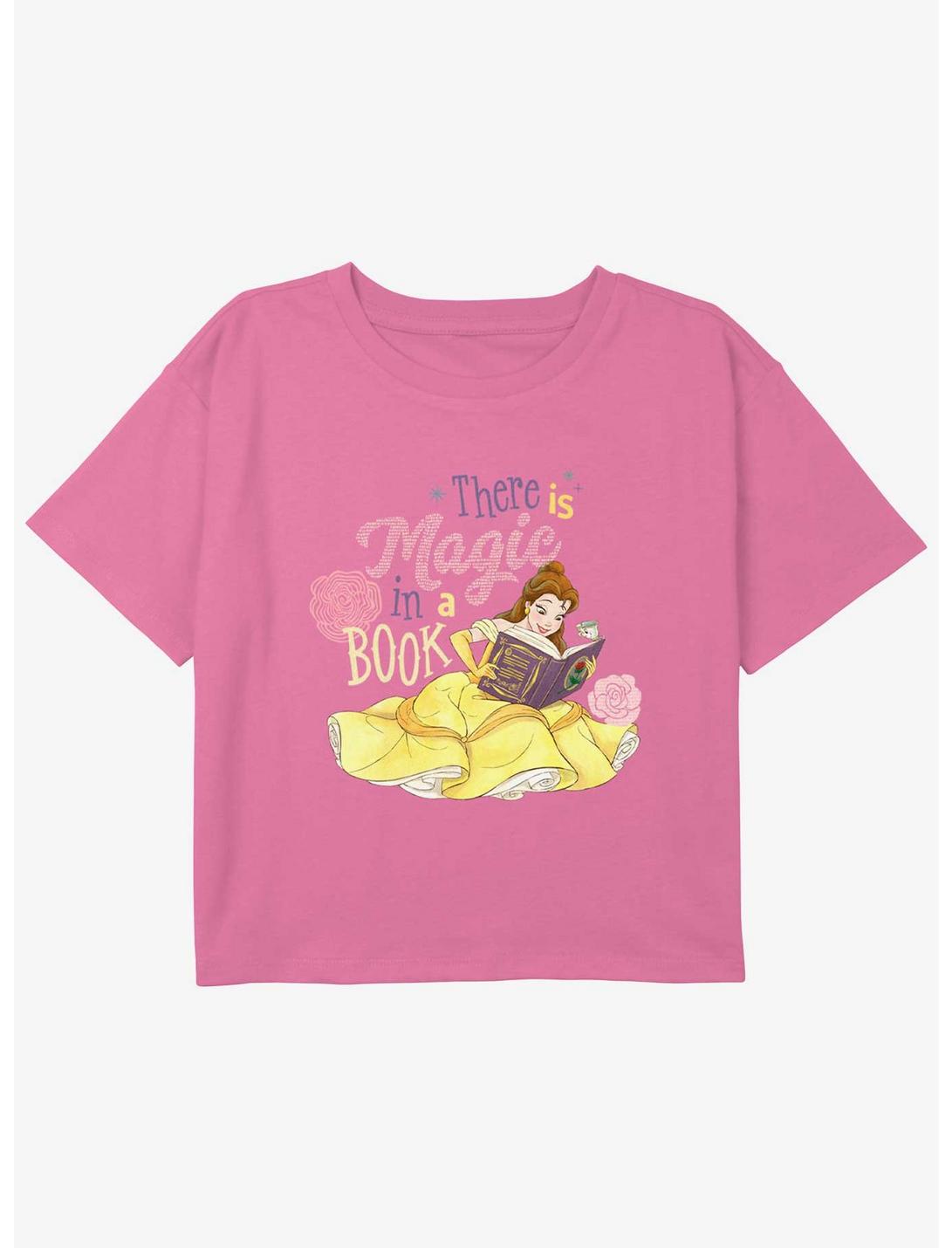 Disney Beauty and the Beast Magic In A Book Girls Youth Crop T-Shirt, PINK, hi-res