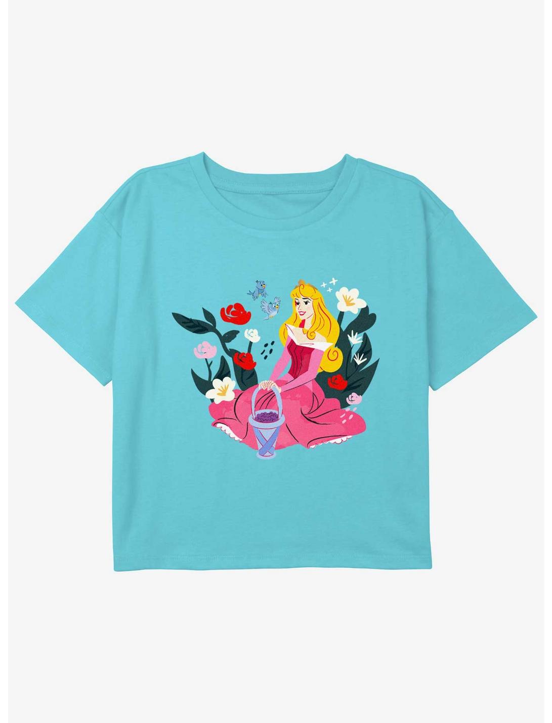 Disney Sleeping Beauty Aurora With Birds Girls Youth Crop T-Shirt, BLUE, hi-res