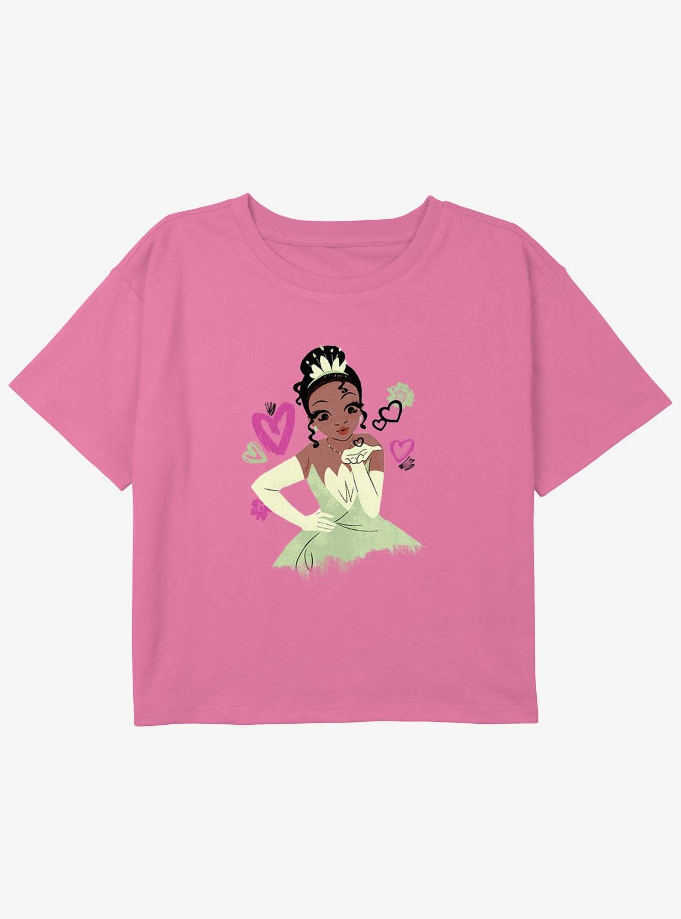 Disney The Princess and the Frog Tiana And Hearts Girls Youth Crop T-Shirt, , hi-res