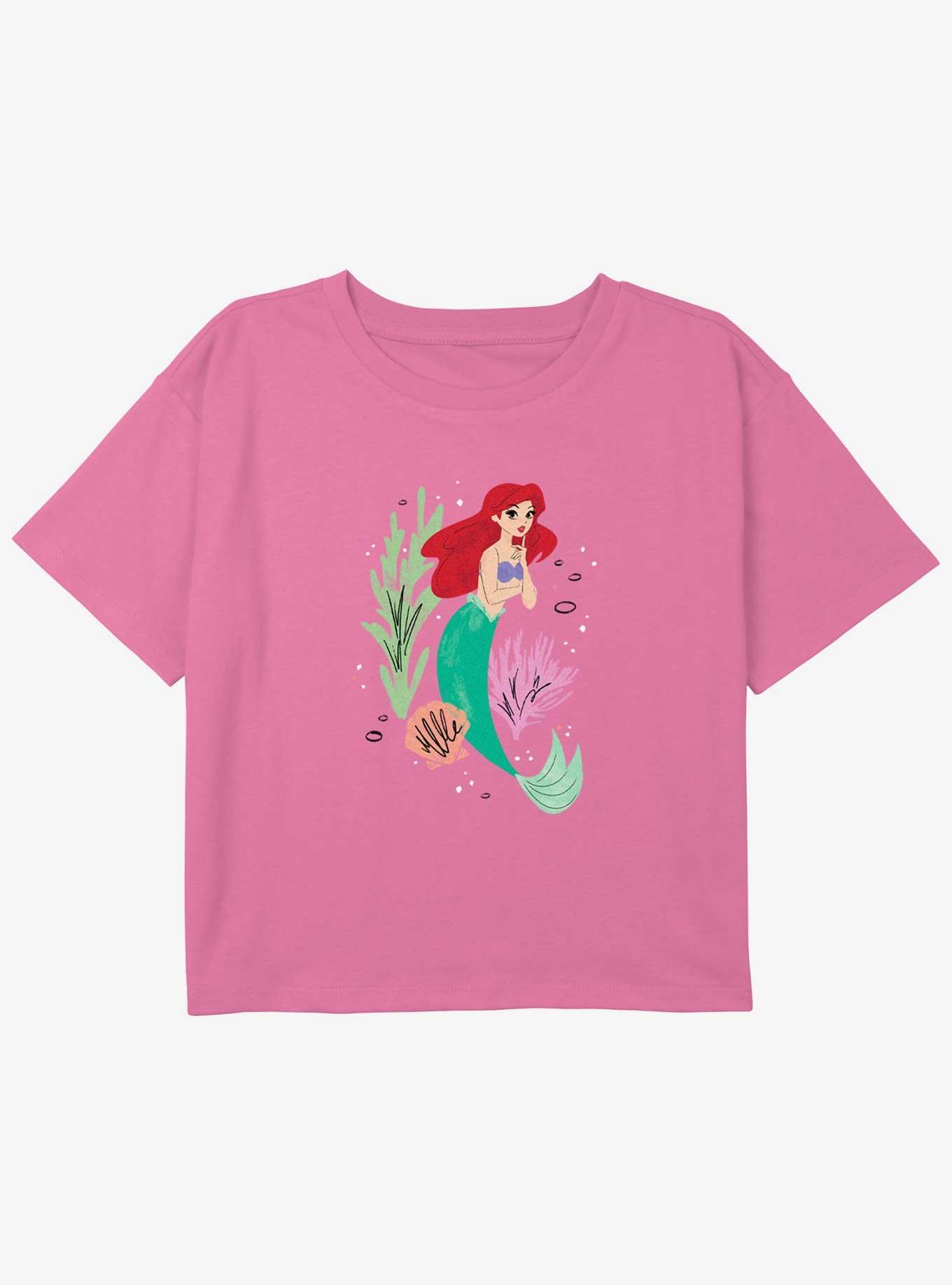 Disney The Little Mermaid Ariel Thinking Girls Youth Crop T-Shirt, , hi-res
