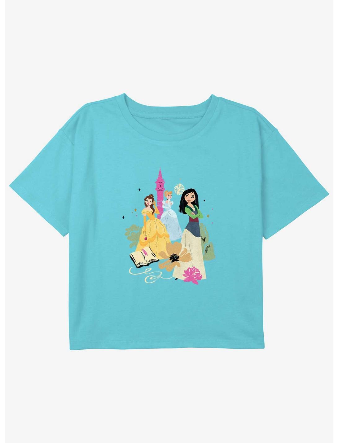 Disney Mulan Fantasy Princess Girls Youth Crop T-Shirt, BLUE, hi-res