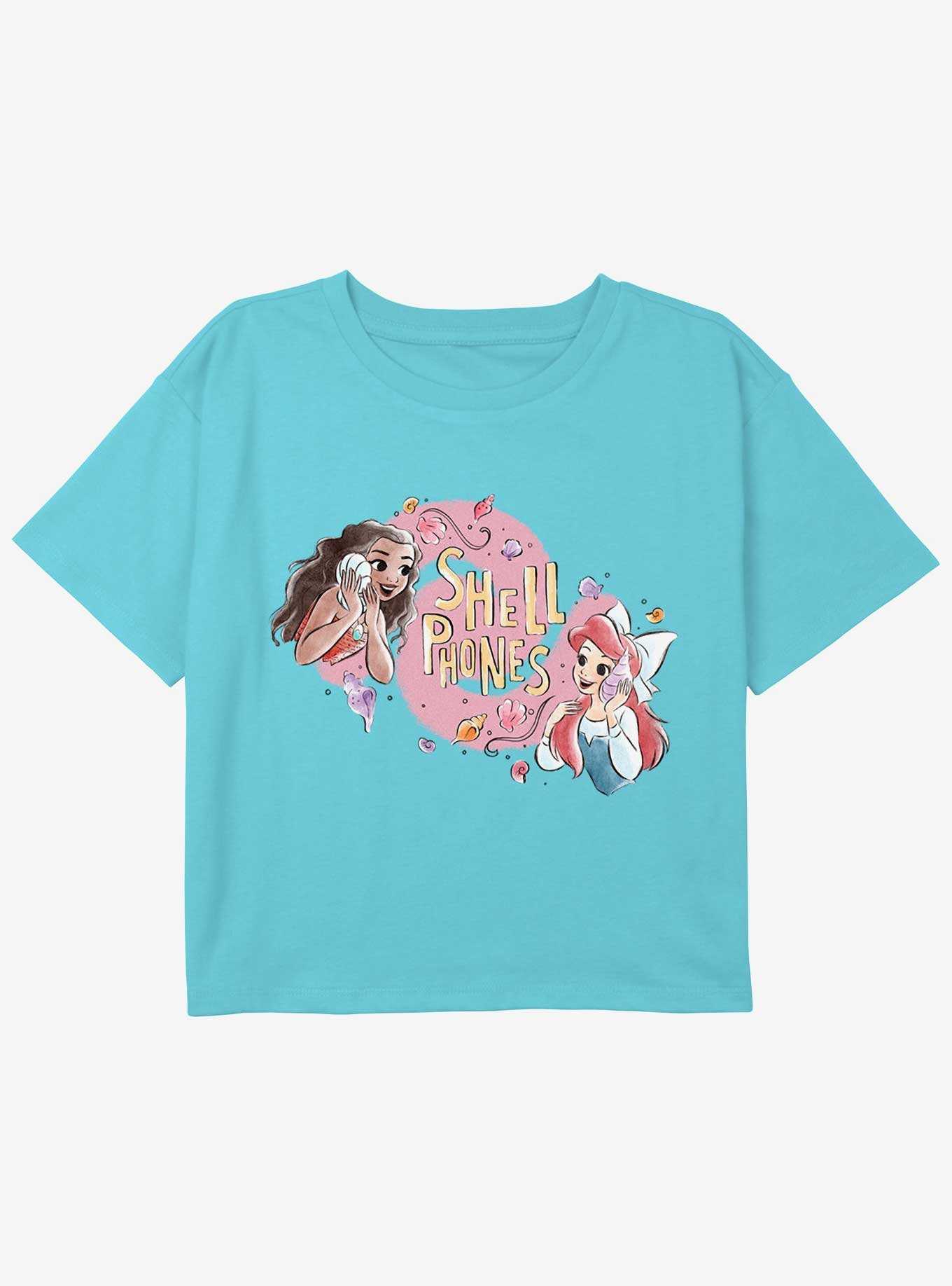 Disney The Little Mermaid Shell Phones Girls Youth Crop T-Shirt, , hi-res