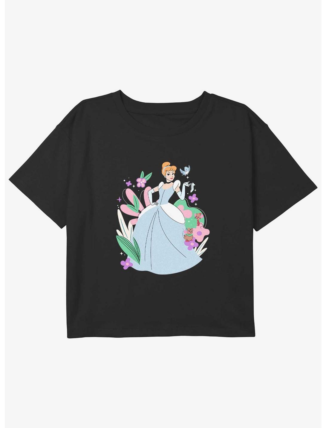 Disney Cinderella Cinderella Sparkles Girls Youth Crop T-Shirt, BLACK, hi-res