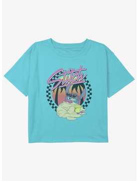 Disney Lilo & Stitch Retro Sunset Girls Youth Crop T-Shirt, , hi-res