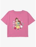 Disney Beauty and the Beast Belle With Book Girls Youth Crop T-Shirt, PINK, hi-res