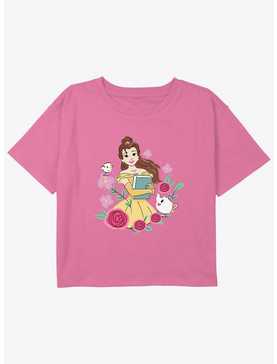 Disney Beauty and the Beast Belle With Book Girls Youth Crop T-Shirt, , hi-res