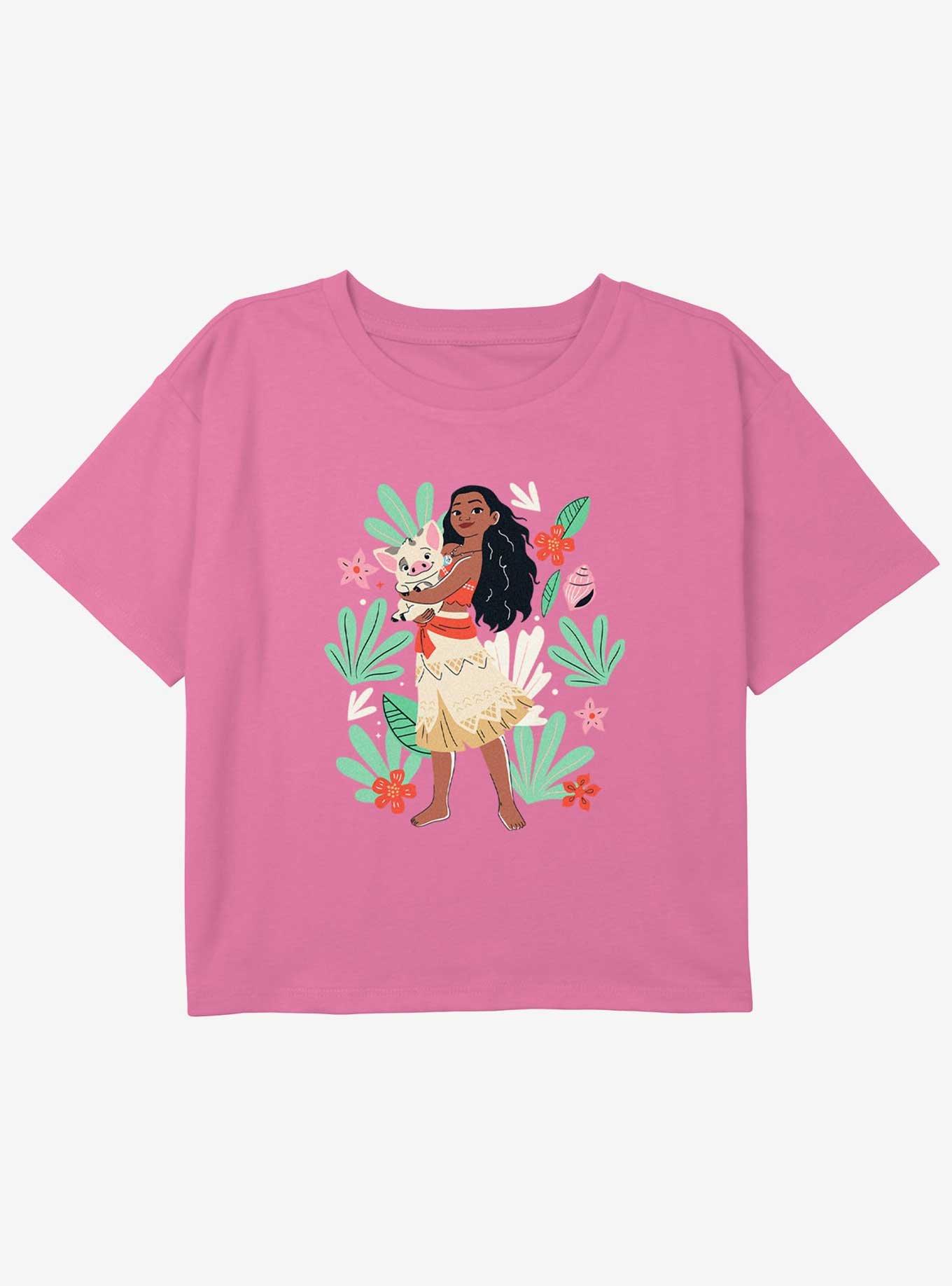 Disney Moana Moana And Pua Girls Youth Crop T-Shirt, PINK, hi-res