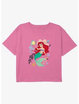 Disney The Little Mermaid Happy Ariel And Flounder Girls Youth Crop T-Shirt, , hi-res