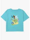 Disney The Princess and the Frog Tiana And Flowers Girls Youth Crop T-Shirt, BLUE, hi-res