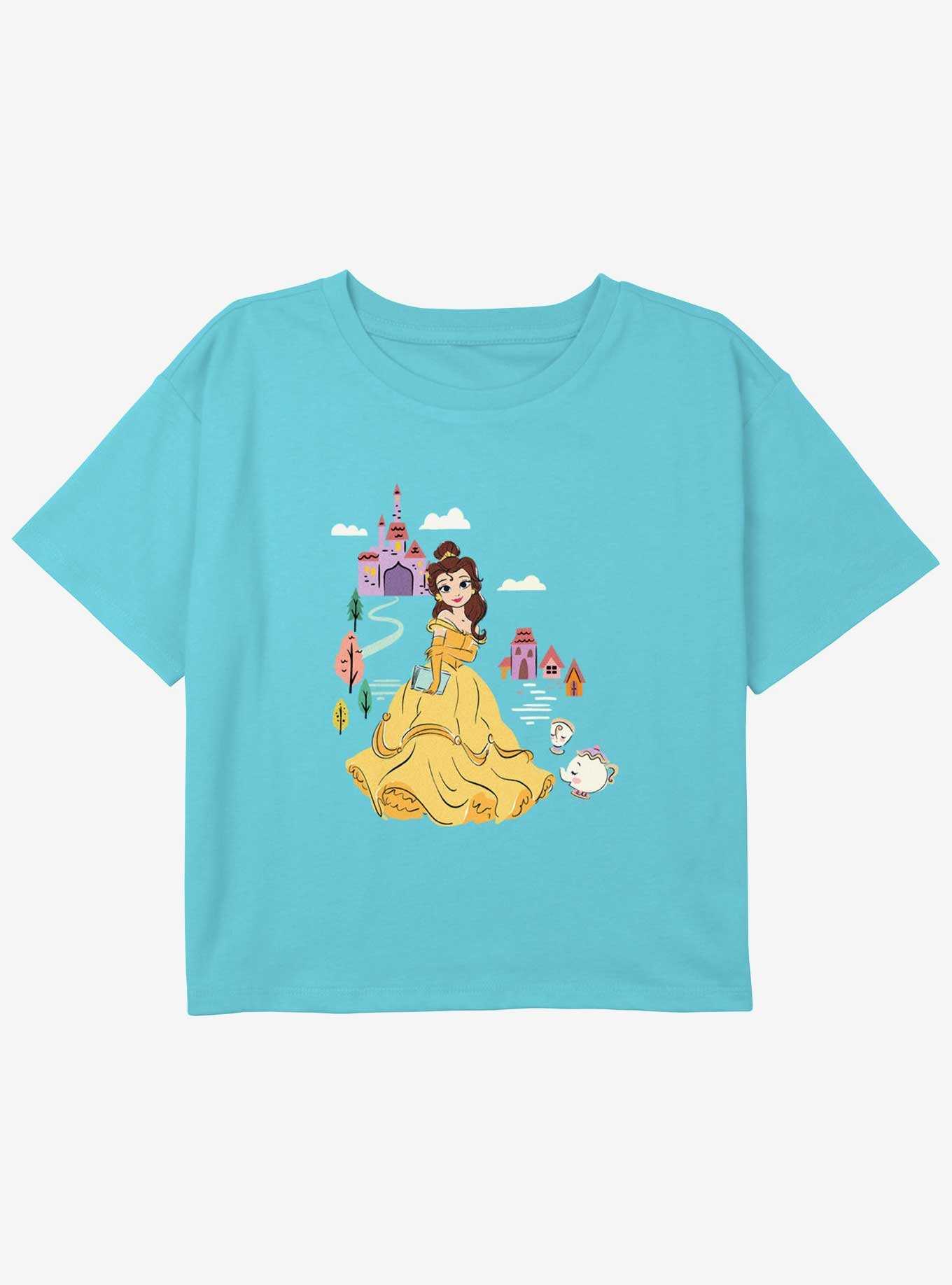 Disney Beauty and the Beast Belle Castle Girls Youth Crop T-Shirt, , hi-res