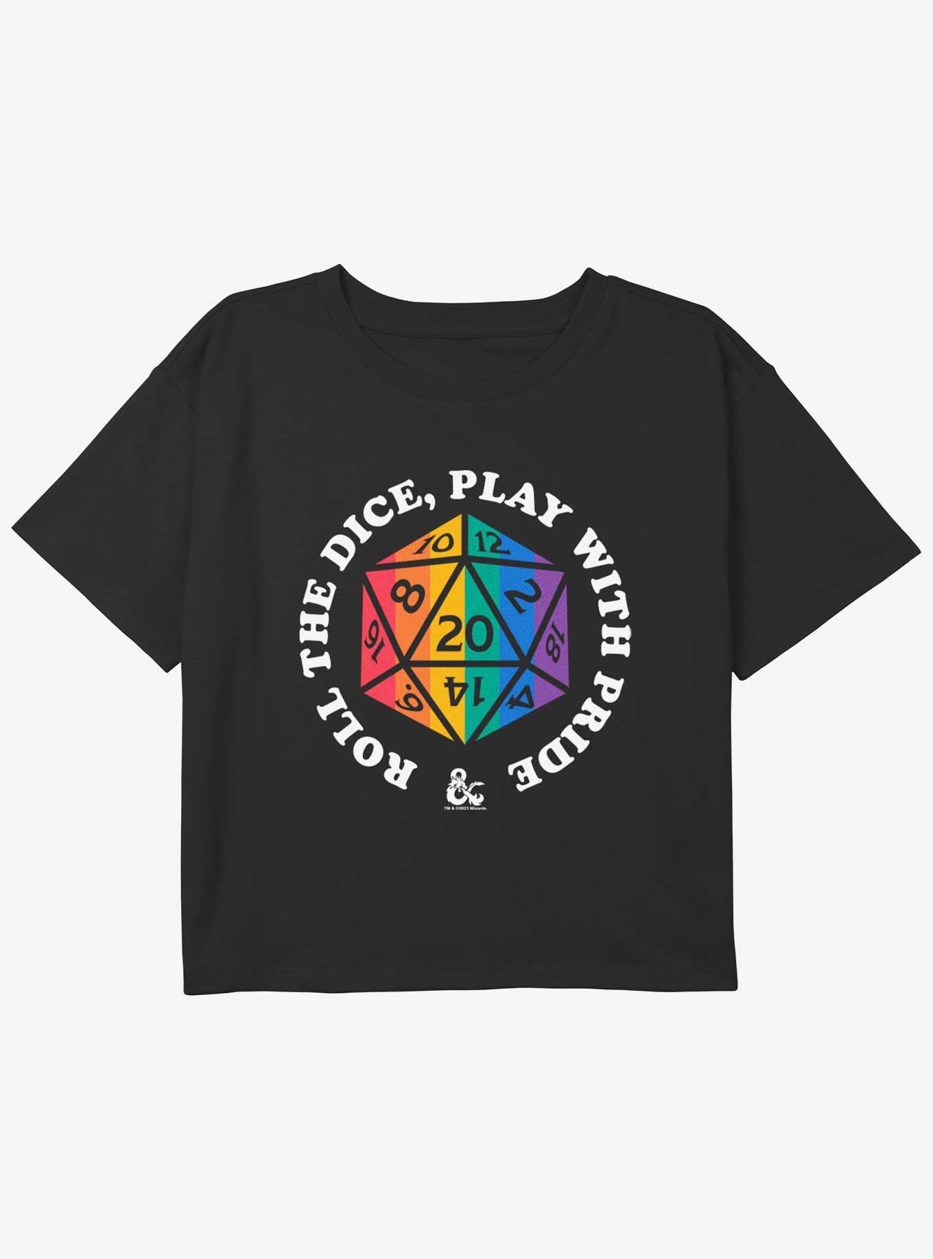 Dungeons & Dragons Roll For Pride Girls Youth Crop T-Shirt, BLACK, hi-res