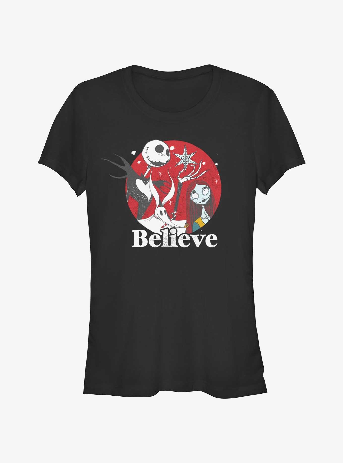 Disney The Nightmare Before Christmas Jack And Sally Believe Girls T-Shirt