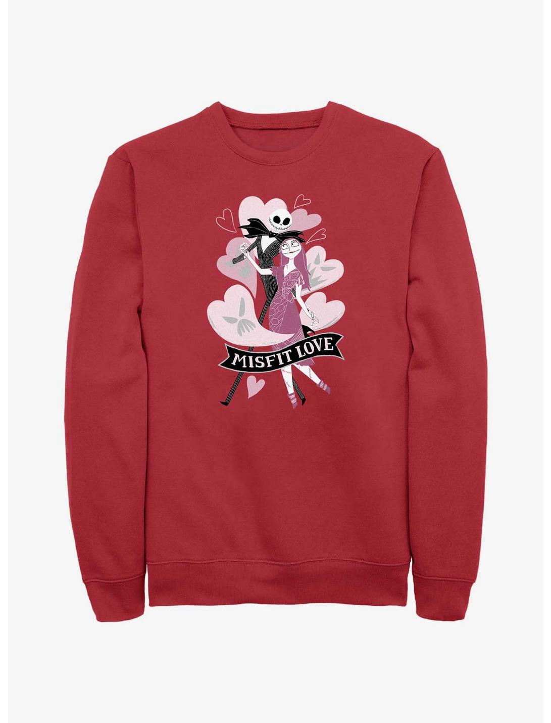 Disney The Nightmare Before Christmas Jack & Sally Misfit Love Sweatshirt, RED, hi-res