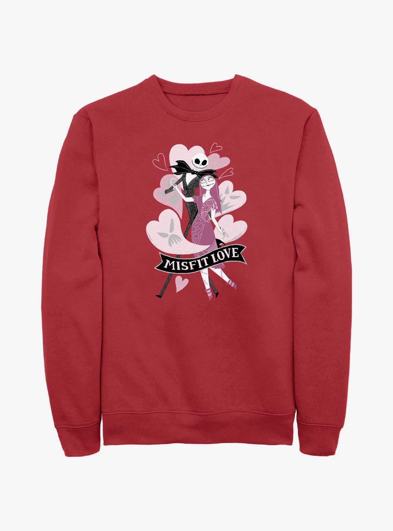 The Nightmare Before Christmas Jack & Sally Misfit Love Hearts Sweatshirt, , hi-res