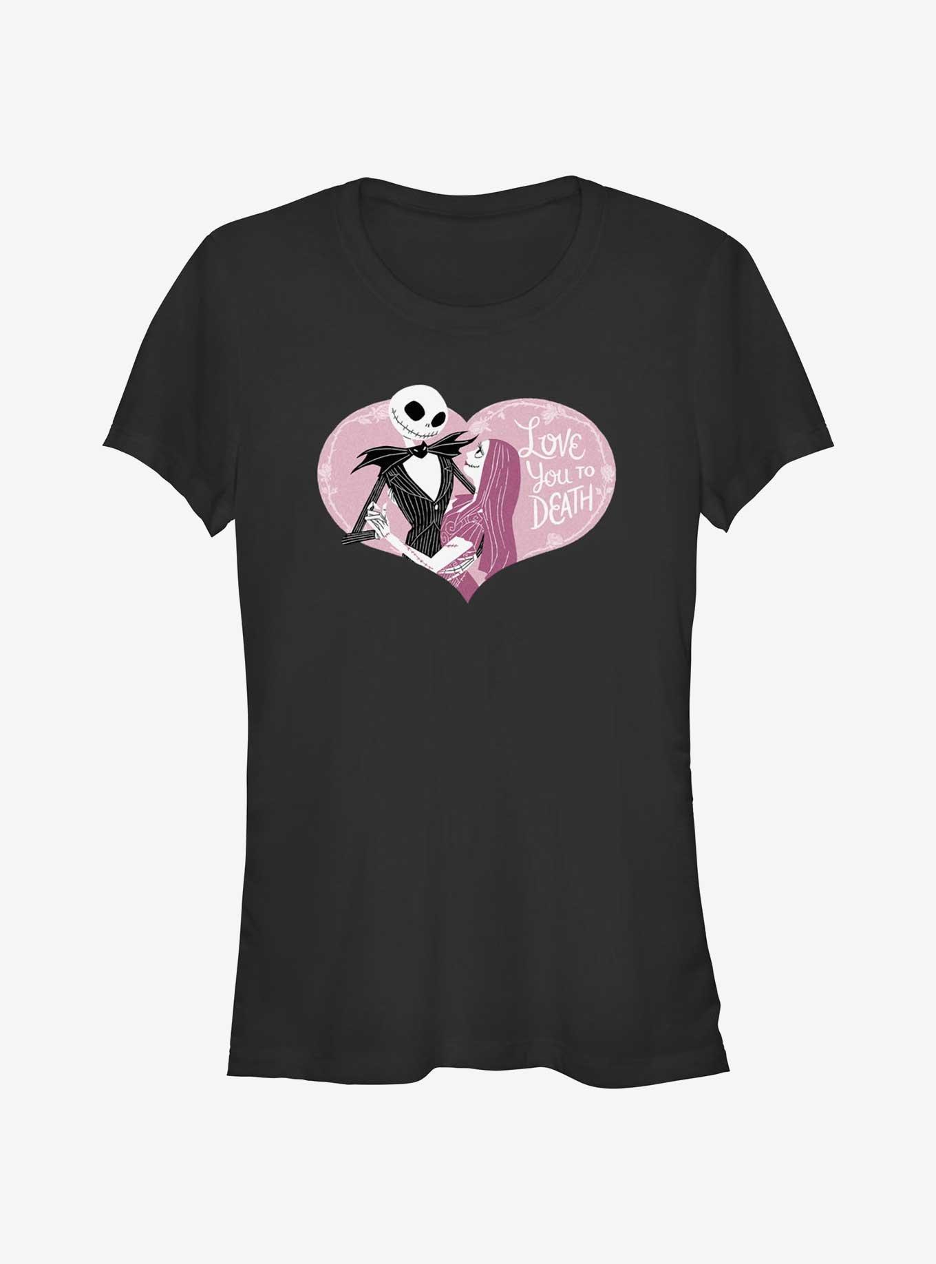 Disney The Nightmare Before Christmas Jack & Sally Love You To Death Girls T-Shirt, BLACK, hi-res