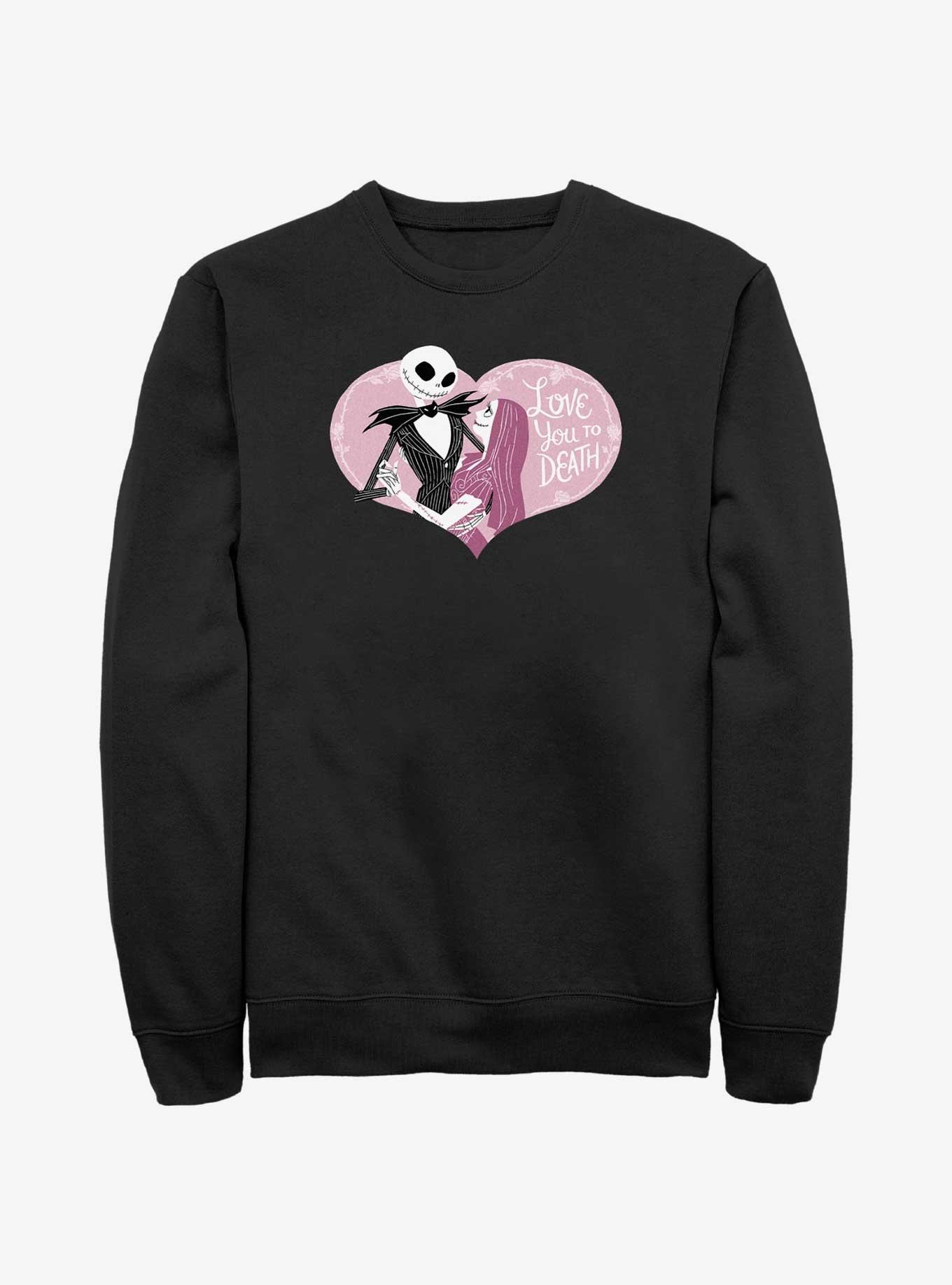 Disney The Nightmare Before Christmas Jack & Sally Love You To Death Sweatshirt, BLACK, hi-res