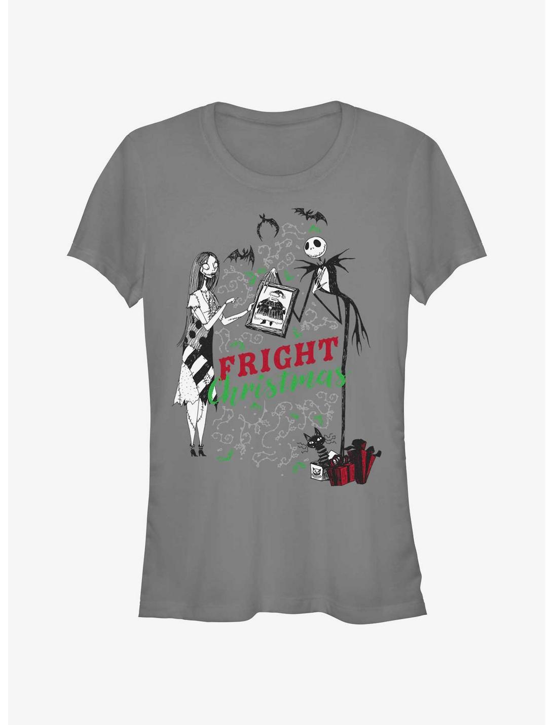 Disney The Nightmare Before Christmas Fright Christmas Jack & Sally Girls T-Shirt, CHARCOAL, hi-res