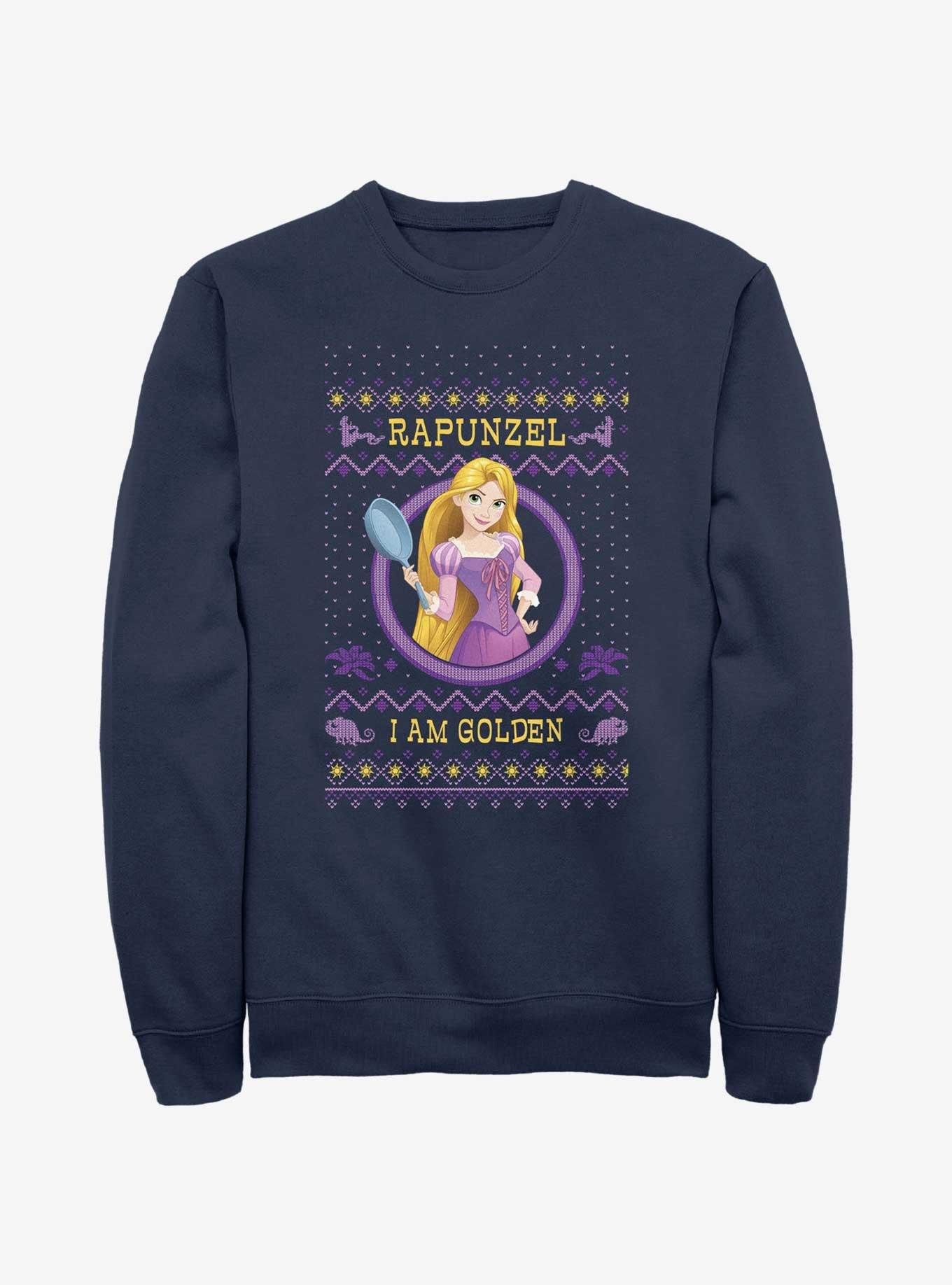 Disney Tangled Rapunzel Ugly Holiday Sweatshirt BLUE Hot Topic