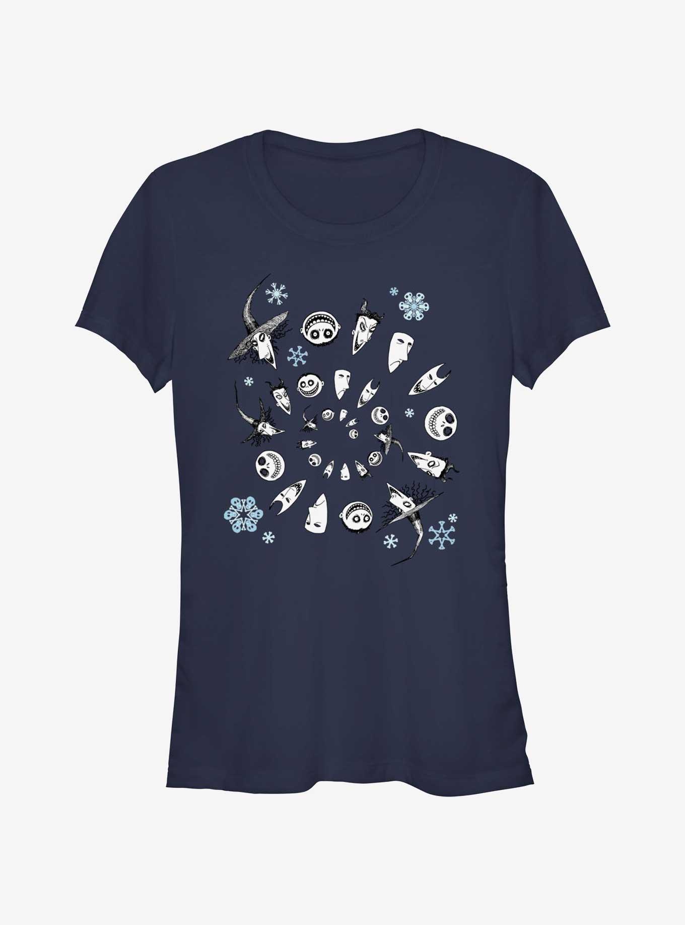 Disney The Nightmare Before Christmas Boogie's Boys Winter Swirl Girls T-Shirt, NAVY, hi-res