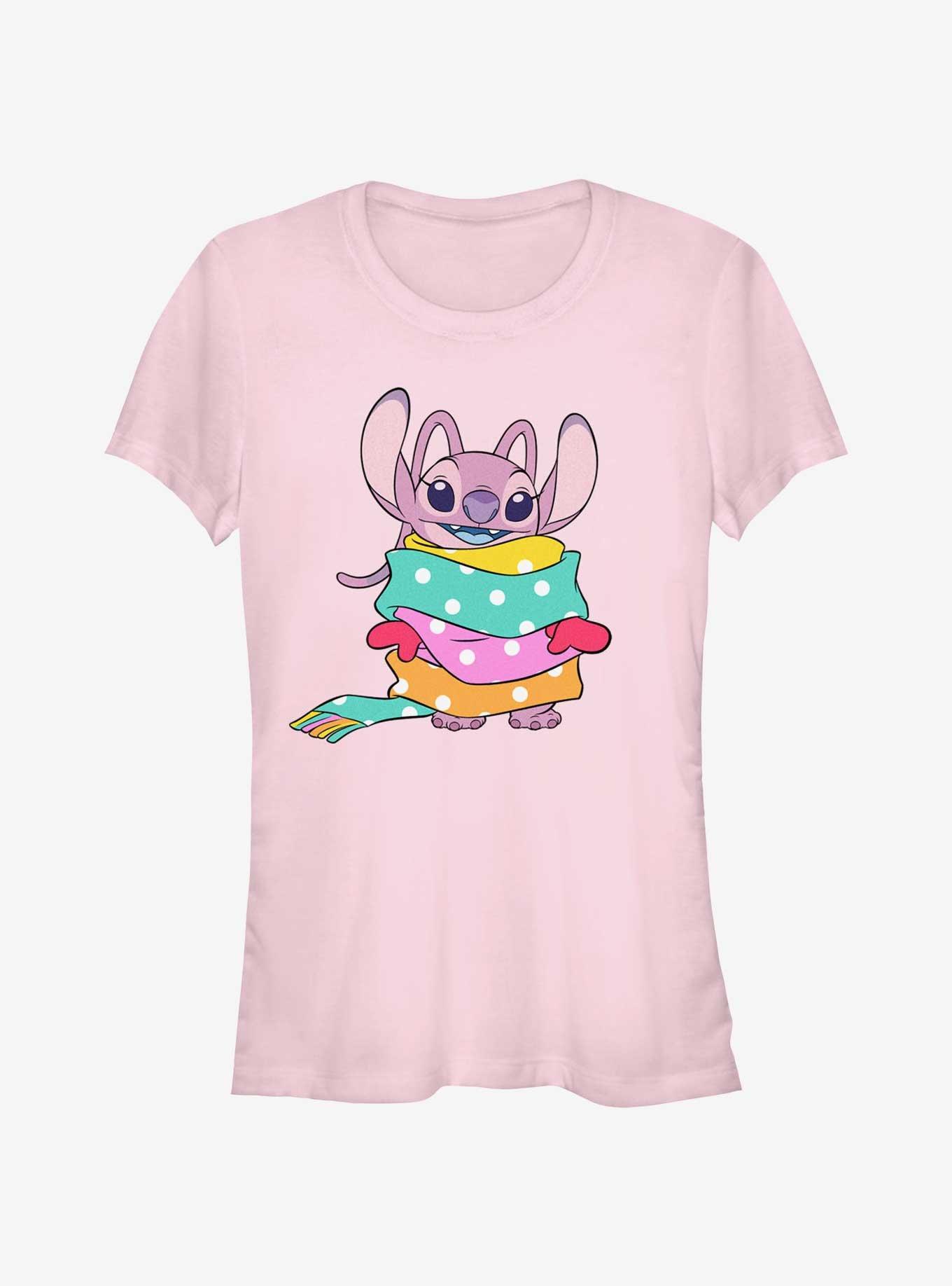 Official Disney Lilo & Stitch Experiment 624 Angel Wrapped in Scarves Girls T-Shirt Pink