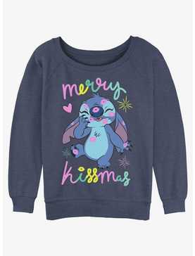 Disney Lilo & Stitch Kissmas Stitch Girls Slouchy Sweatshirt, , hi-res