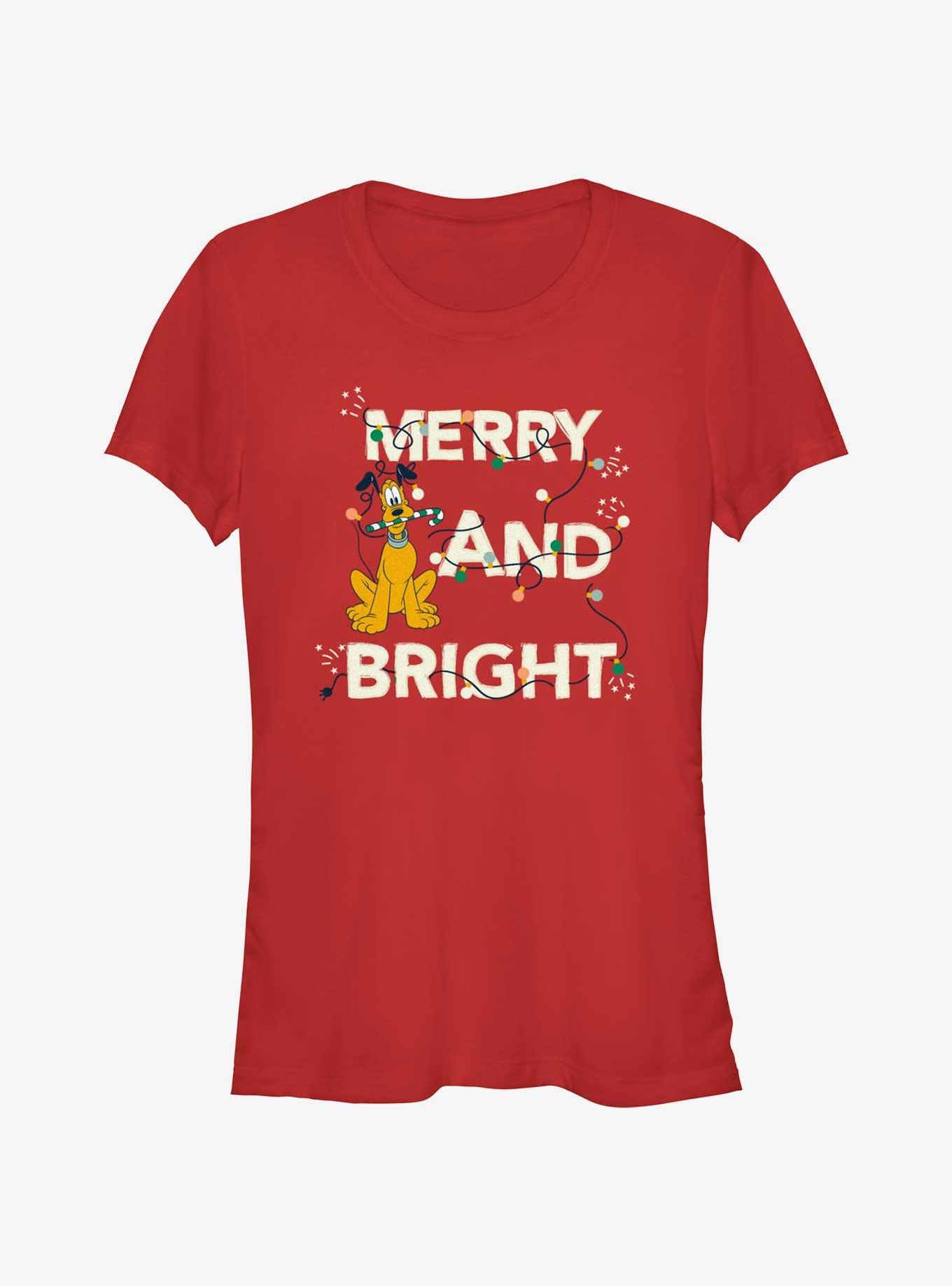 Disney Pluto Merry And Bright Girls T-Shirt, RED, hi-res