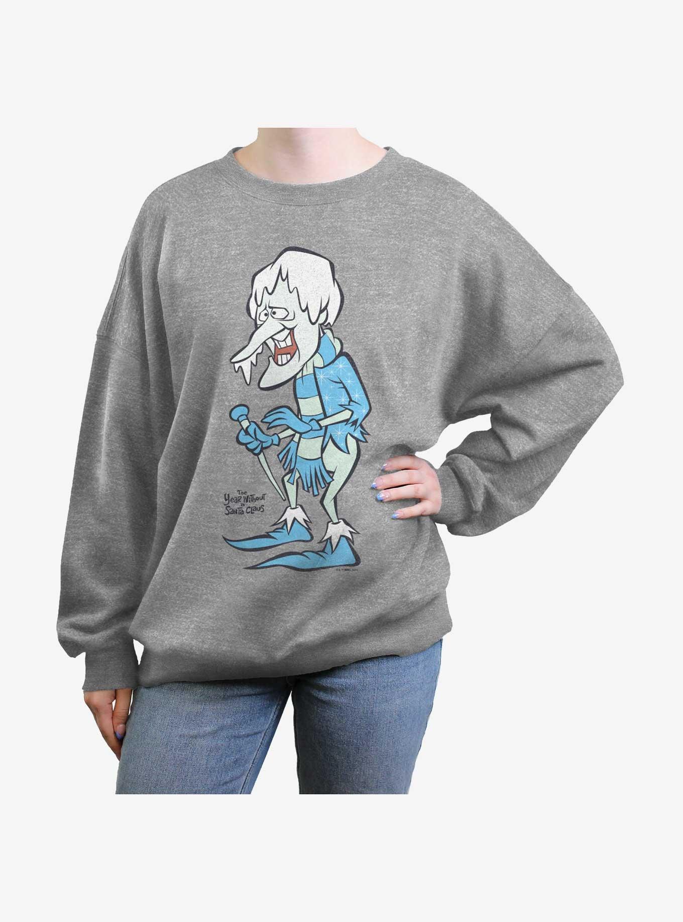 The Year Without a Santa Claus Snow Miser Girls Oversized Sweatshirt, HEATHER GR, hi-res