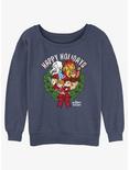 The Year Without a Santa Claus Happy Holidays Wreath Womens Slouchy Sweatshirt, BLUEHTR, hi-res