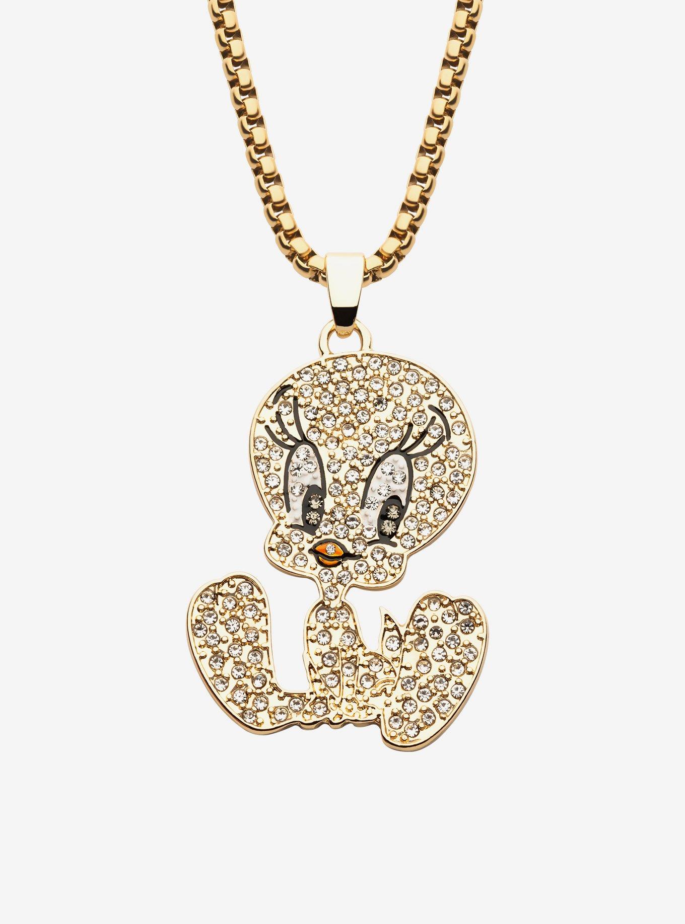 Looney Tunes Tweety Bird Gold Plated Gem Necklace