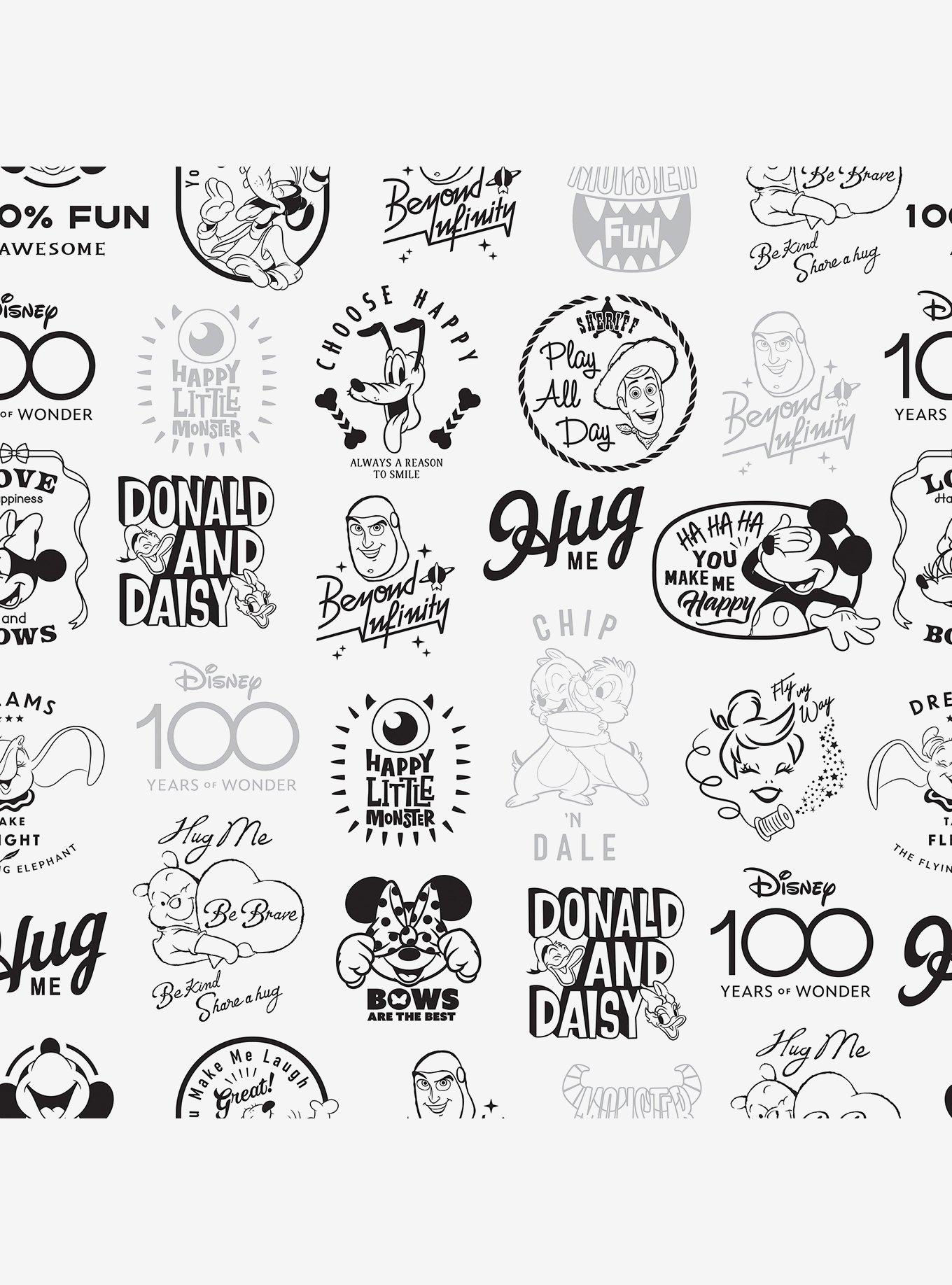 Disney100 Icons Black Peel and Stick Wallpaper