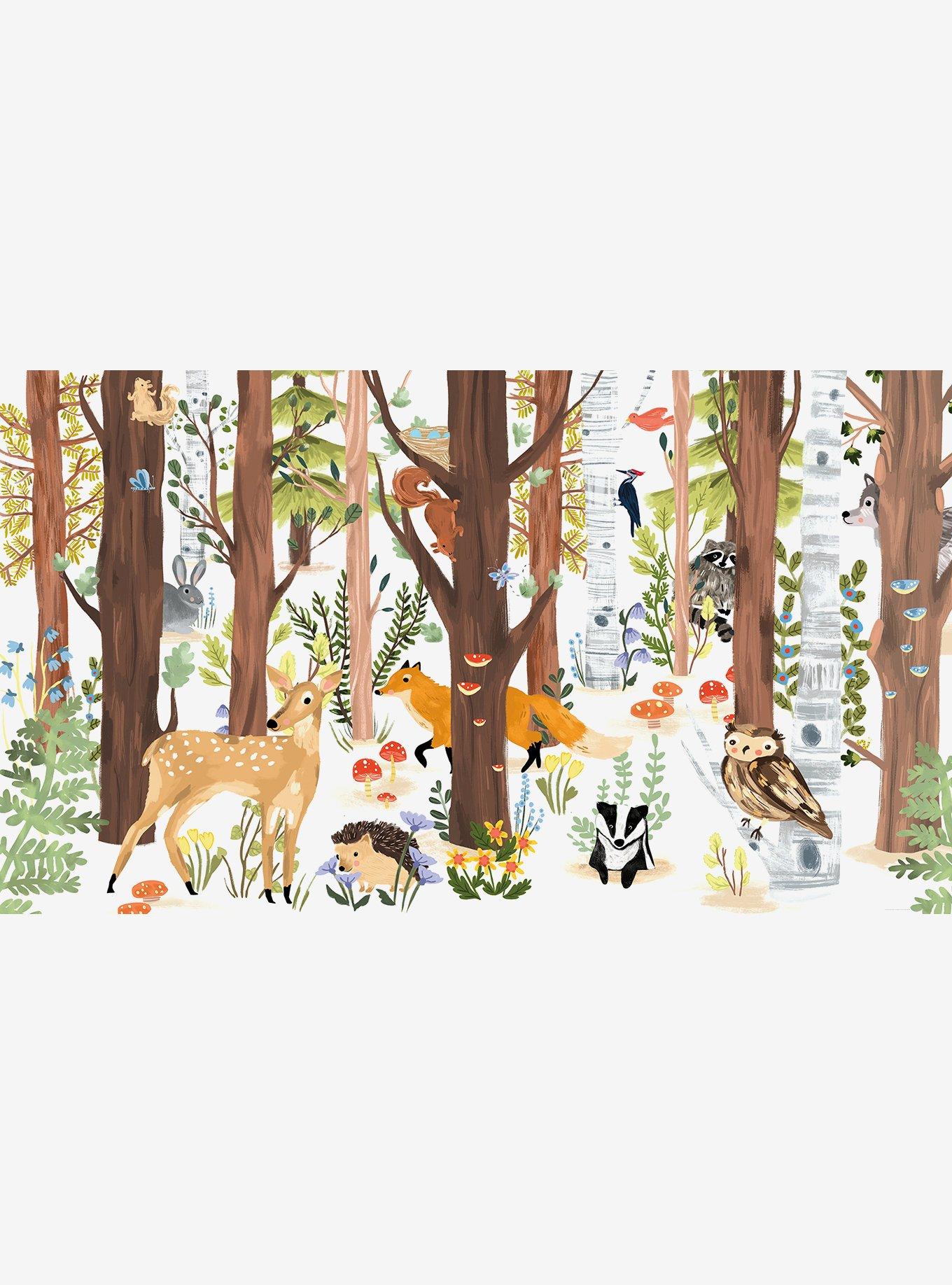 Forest Animal Hide and Seek Peel and Stick Wall Mural, , hi-res