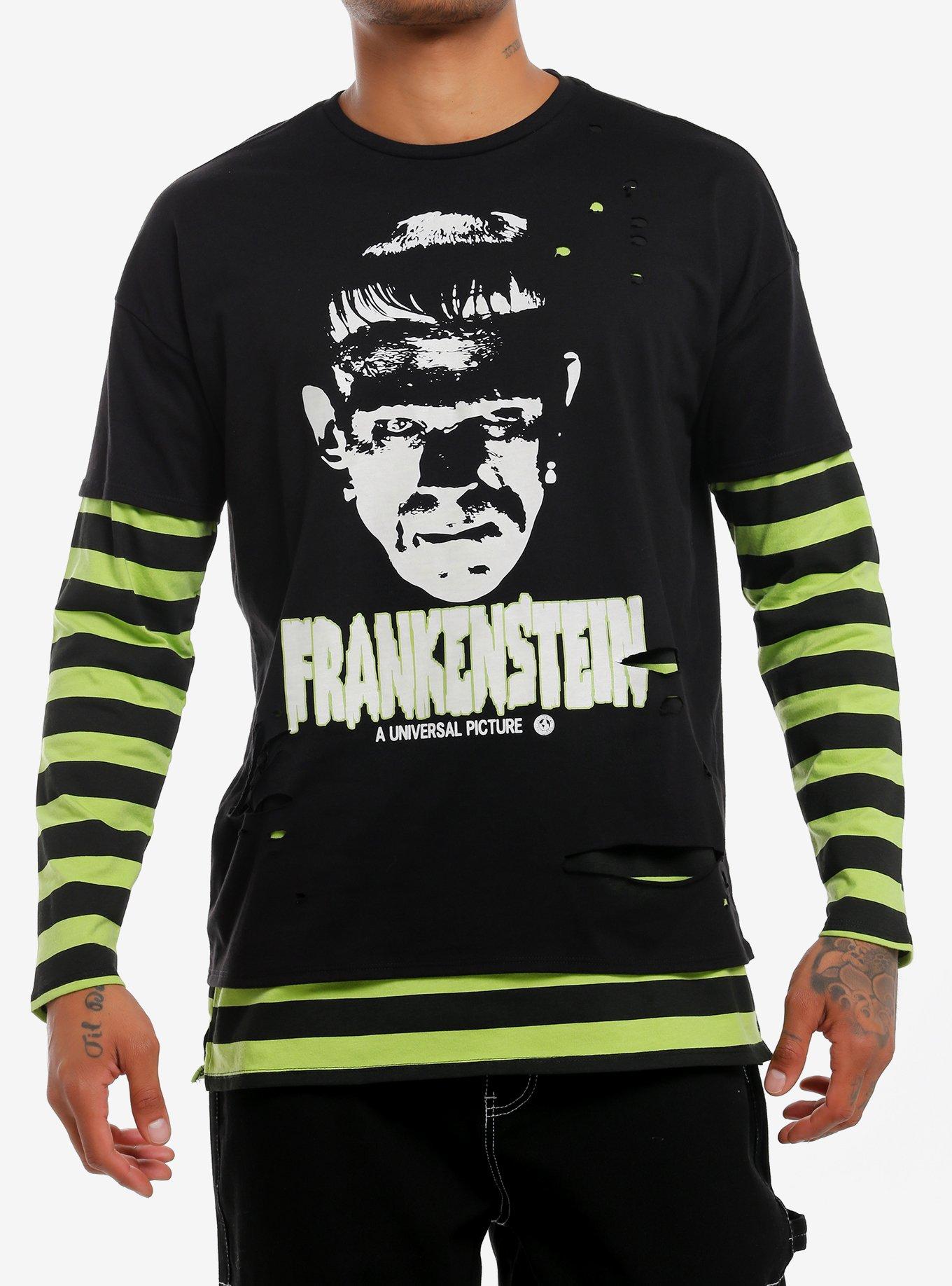 Universal Monsters Frankenstein Glow-In-The-Dark Stripe Twofer Long-Sleeve T-Shirt