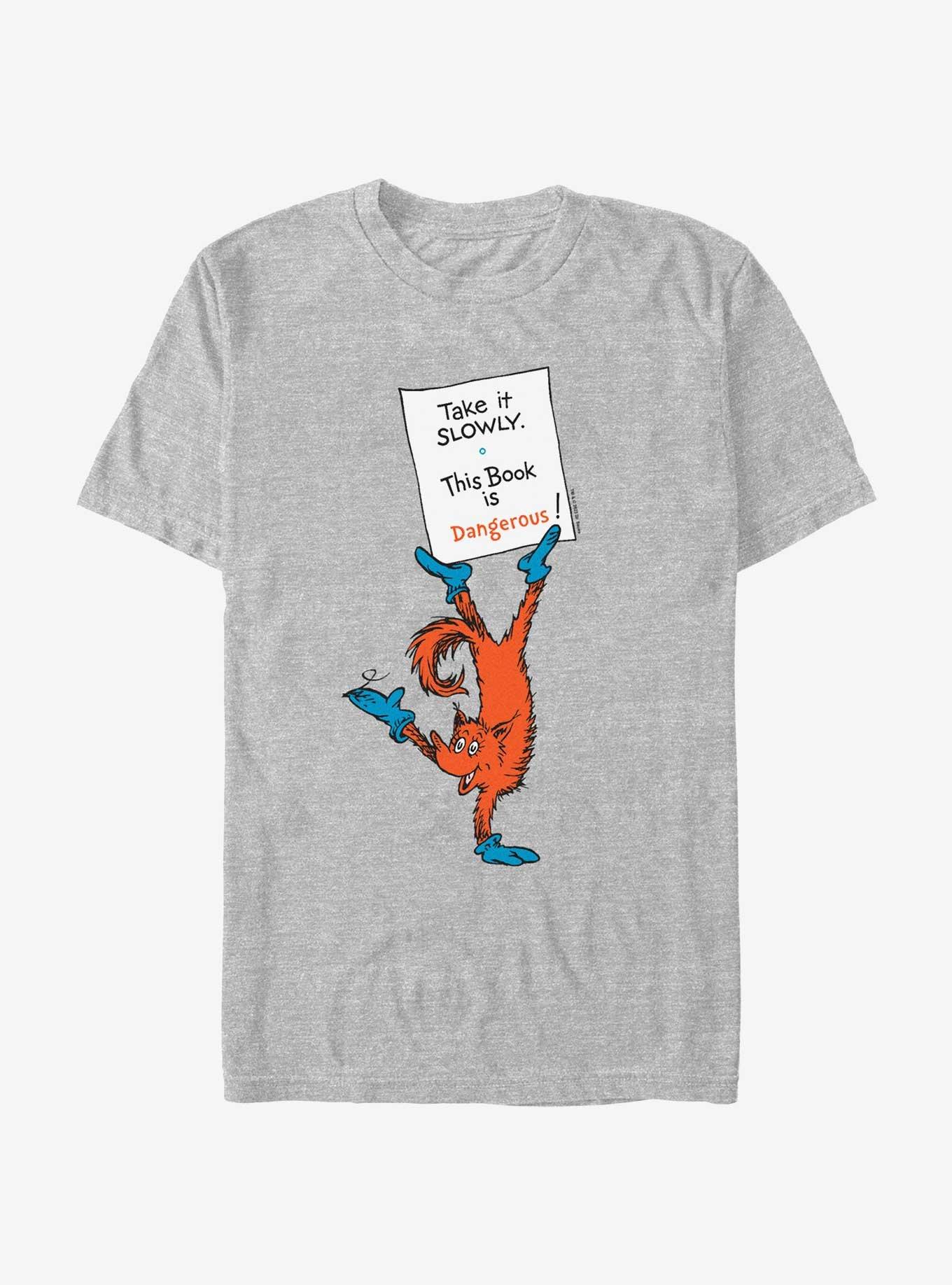 Dr. Seuss Take It Slowly This Book Is Dangerous T-Shirt, ATH HTR, hi-res