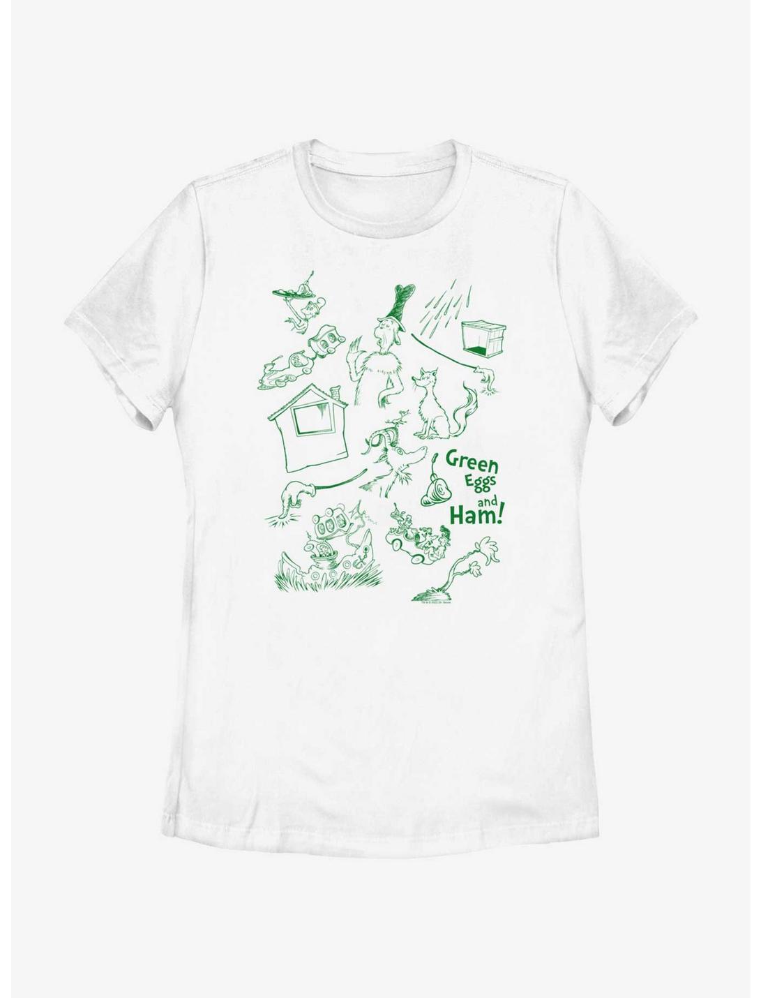 Dr. Seuss Green Eggs And Ham Icons Womens T-Shirt, WHITE, hi-res