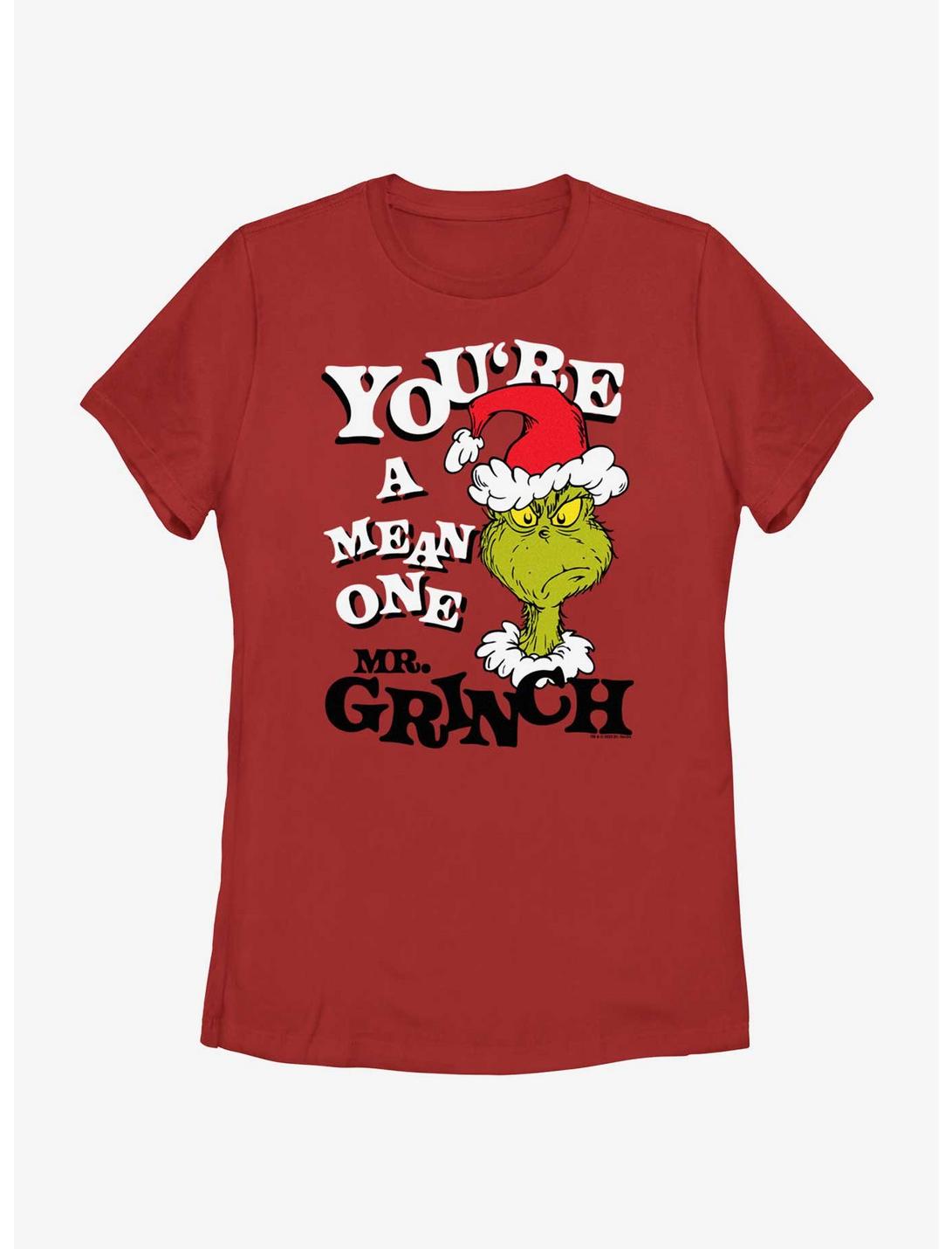 Dr. Seuss You're A Mean One Mr. Grinch Womens T-Shirt, RED, hi-res