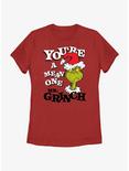 Dr. Seuss You're A Mean One Mr. Grinch Womens T-Shirt, RED, hi-res