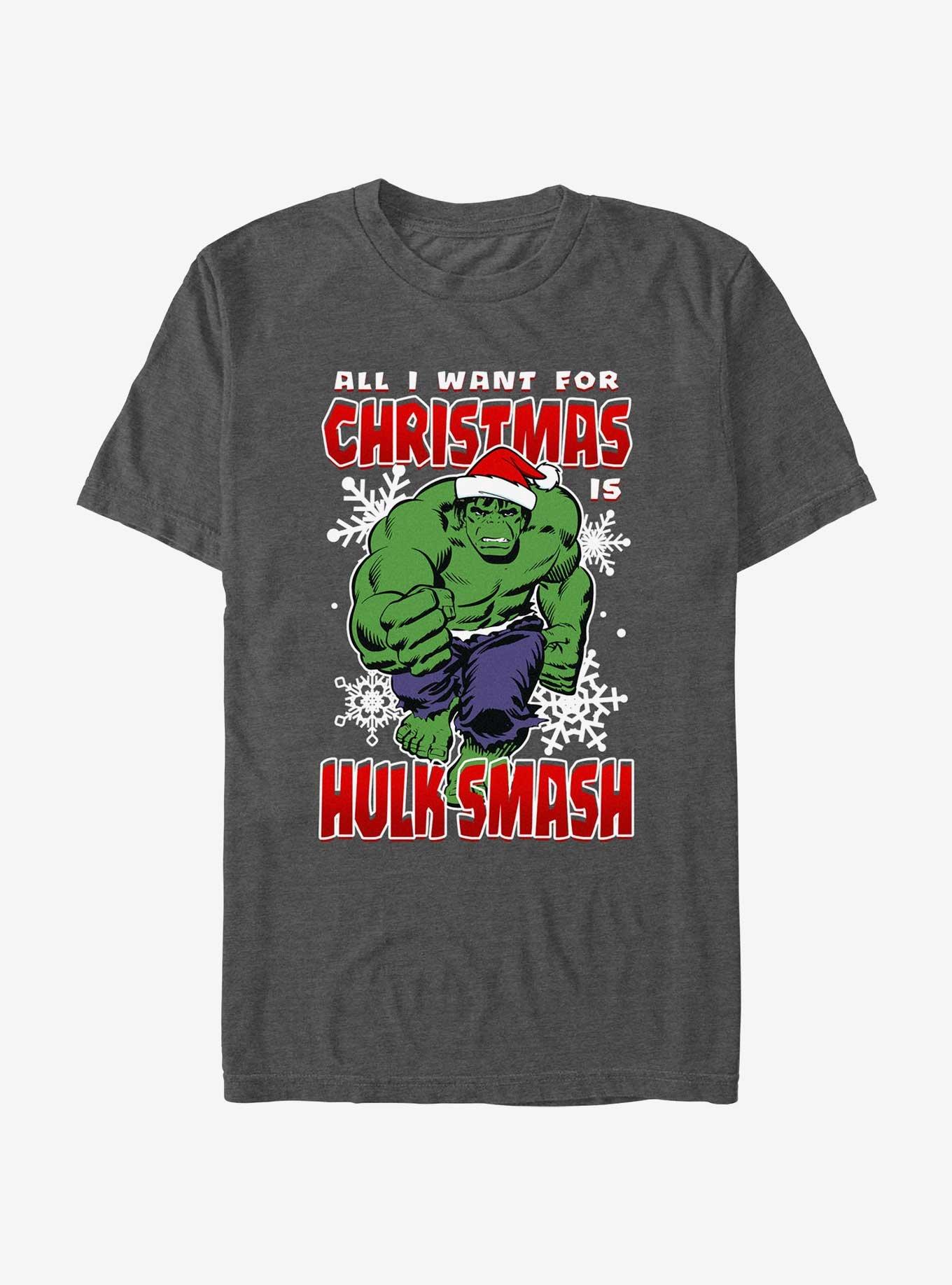 Marvel The Hulk Christmas Hulk Smash T-Shirt, CHAR HTR, hi-res