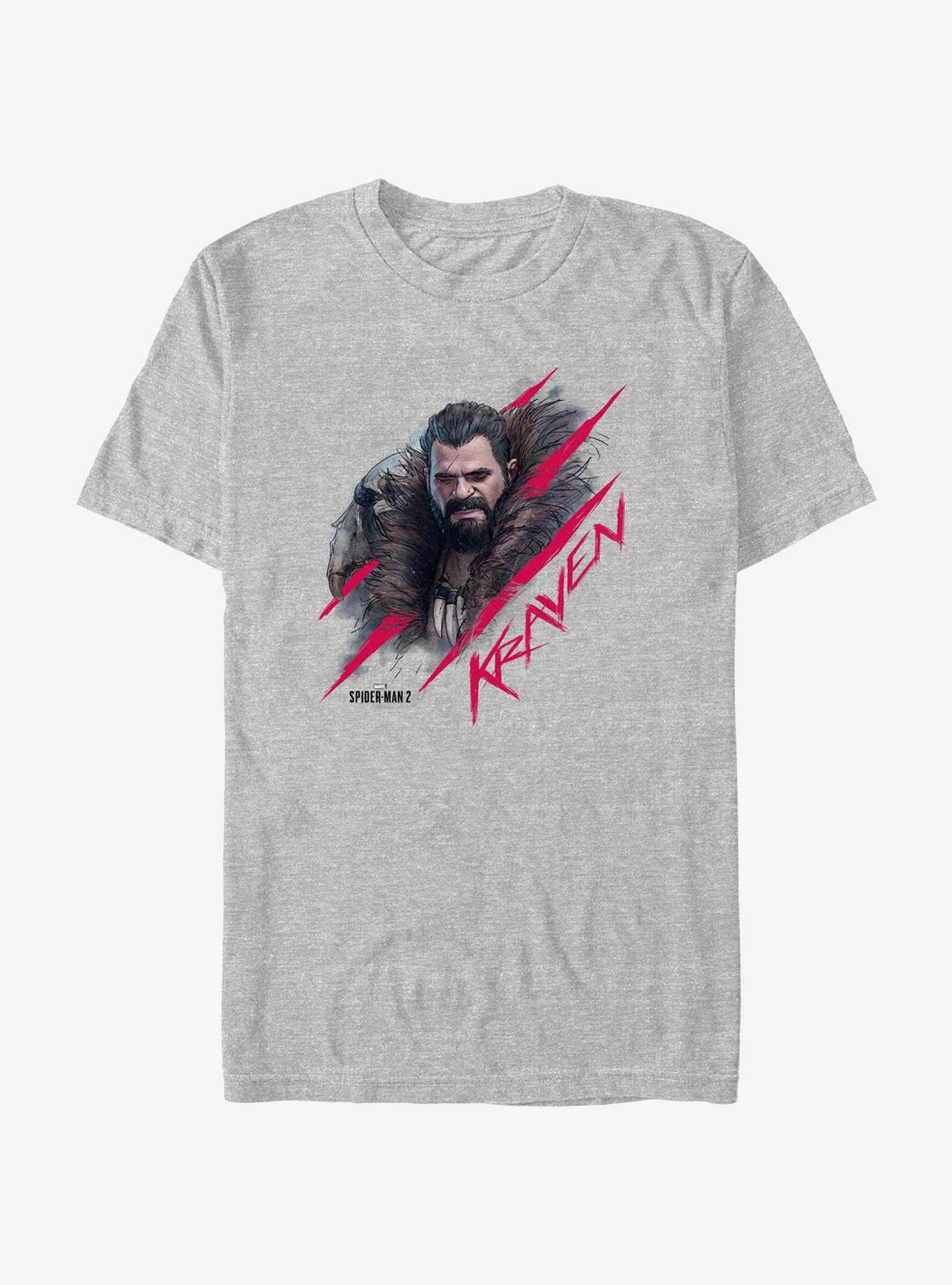 Marvel Spider-Man 2 Game Kraven Scratch Portrait T-Shirt, ATH HTR, hi-res