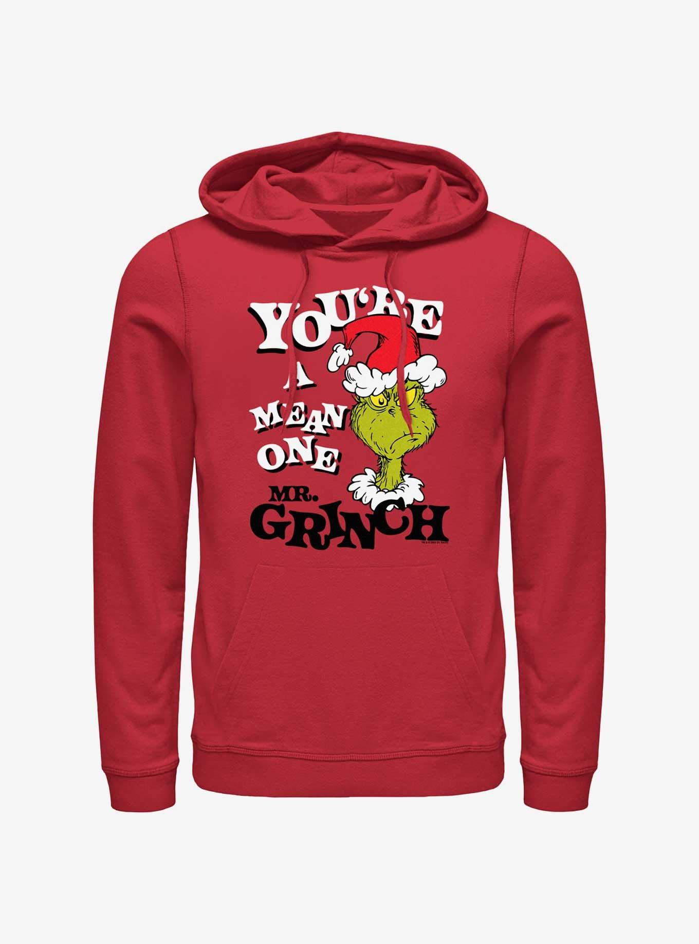 Dr. Seuss You're A Mean One Mr. Grinch Hoodie, RED, hi-res