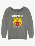 Dr. Seuss The Grinch You're A Mean One Girls Slouchy Sweatshirt, GRAY HTR, hi-res