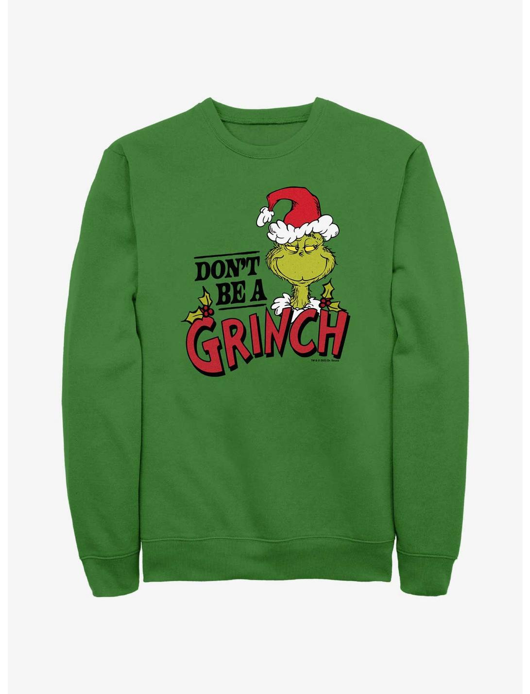 Dr. Seuss Don't Be A Grinch Sweatshirt, KELLY, hi-res