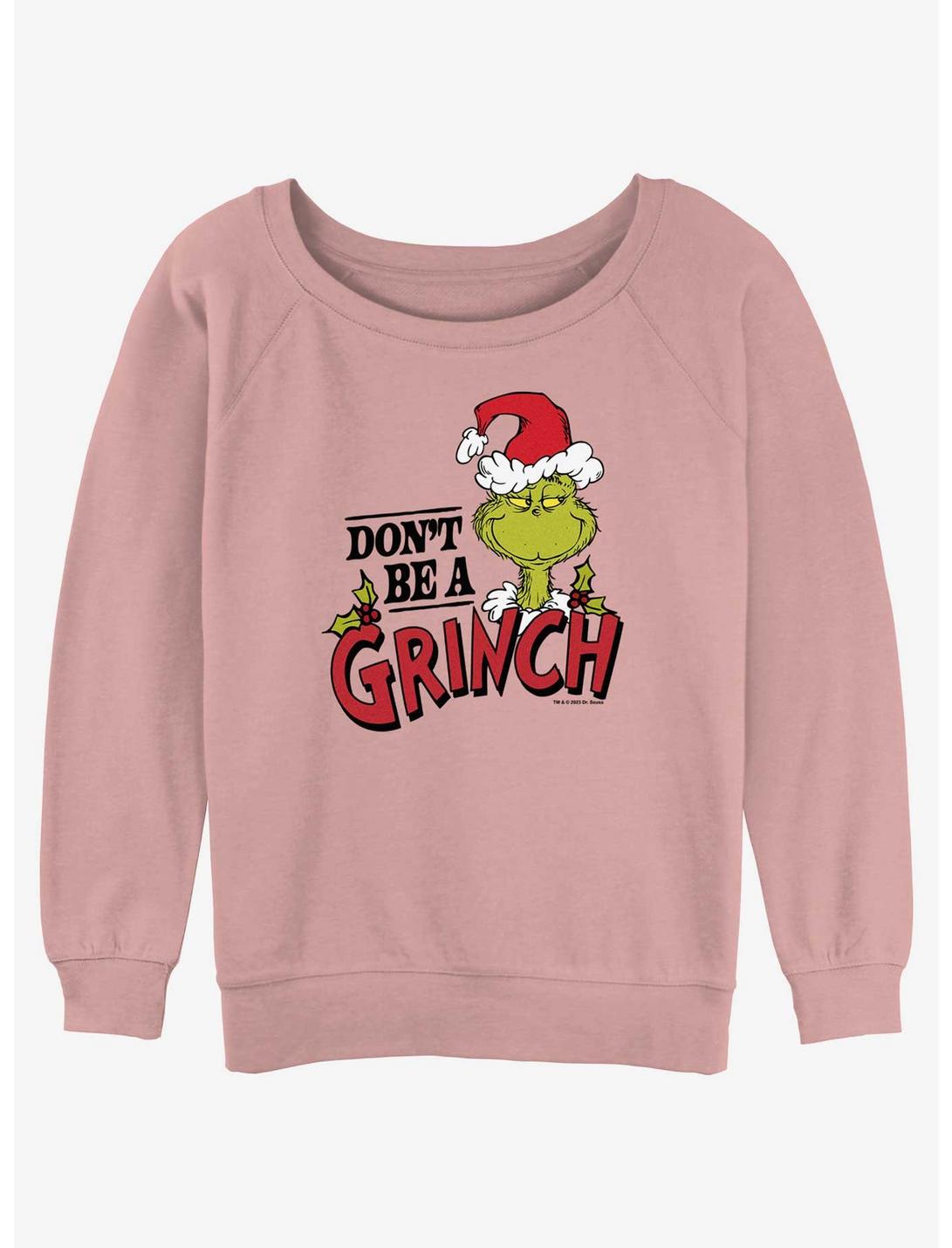 Dr. Seuss Don't Be A Grinch Girls Slouchy Sweatshirt, DESERTPNK, hi-res