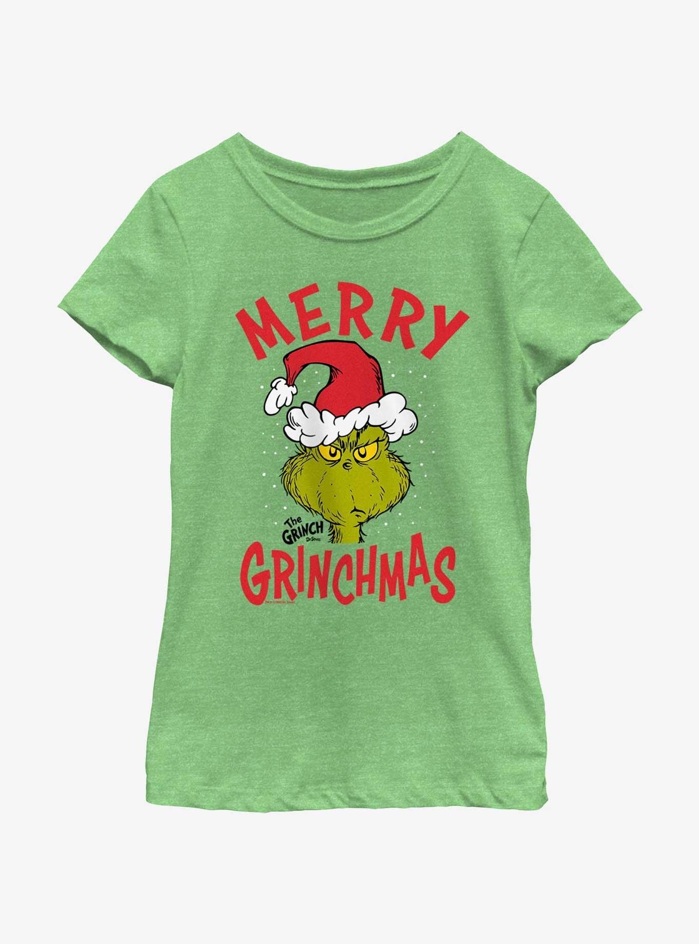 Dr. Seuss Merry Grinchmas Youth Girls T-Shirt, GRN APPLE, hi-res