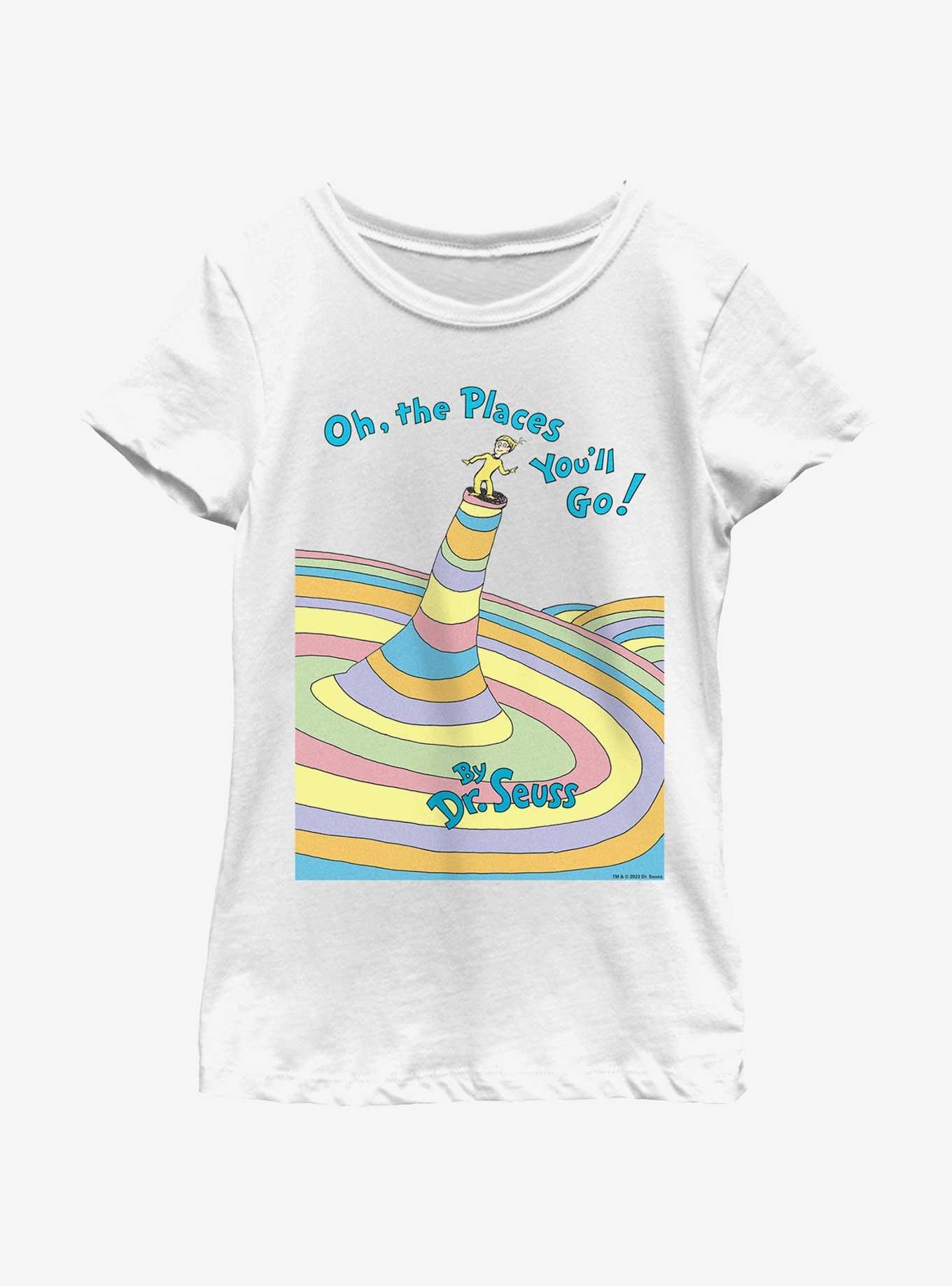 Dr. Seuss Oh The Places You'll Go Youth Girls T-Shirt, WHITE, hi-res