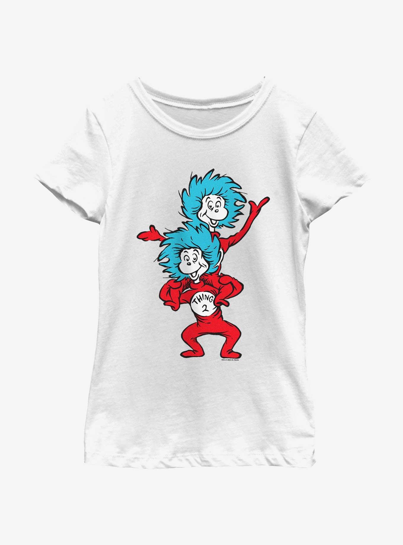 Dr. Seuss Thing 1 Thing 2 Youth Girls T-Shirt, WHITE, hi-res