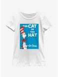 Dr. Seuss The Cat In The Hat Poster Youth Girls T-Shirt, WHITE, hi-res