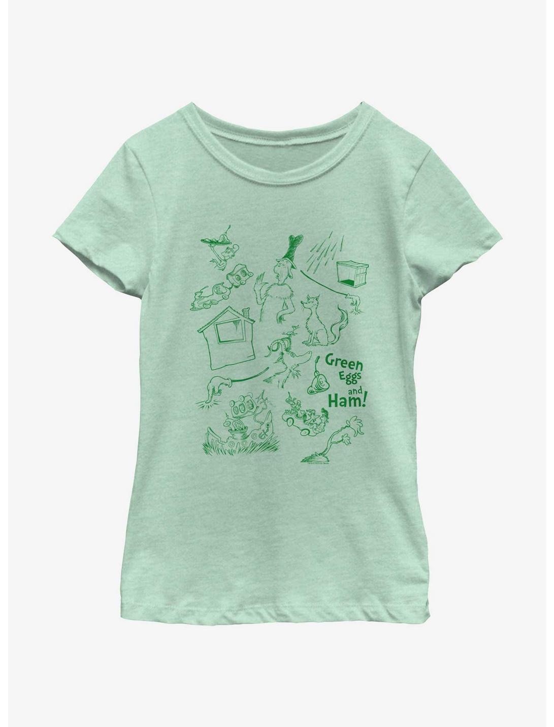 Dr. Seuss Green Eggs And Ham Icons Youth Girls T-Shirt, MINT, hi-res