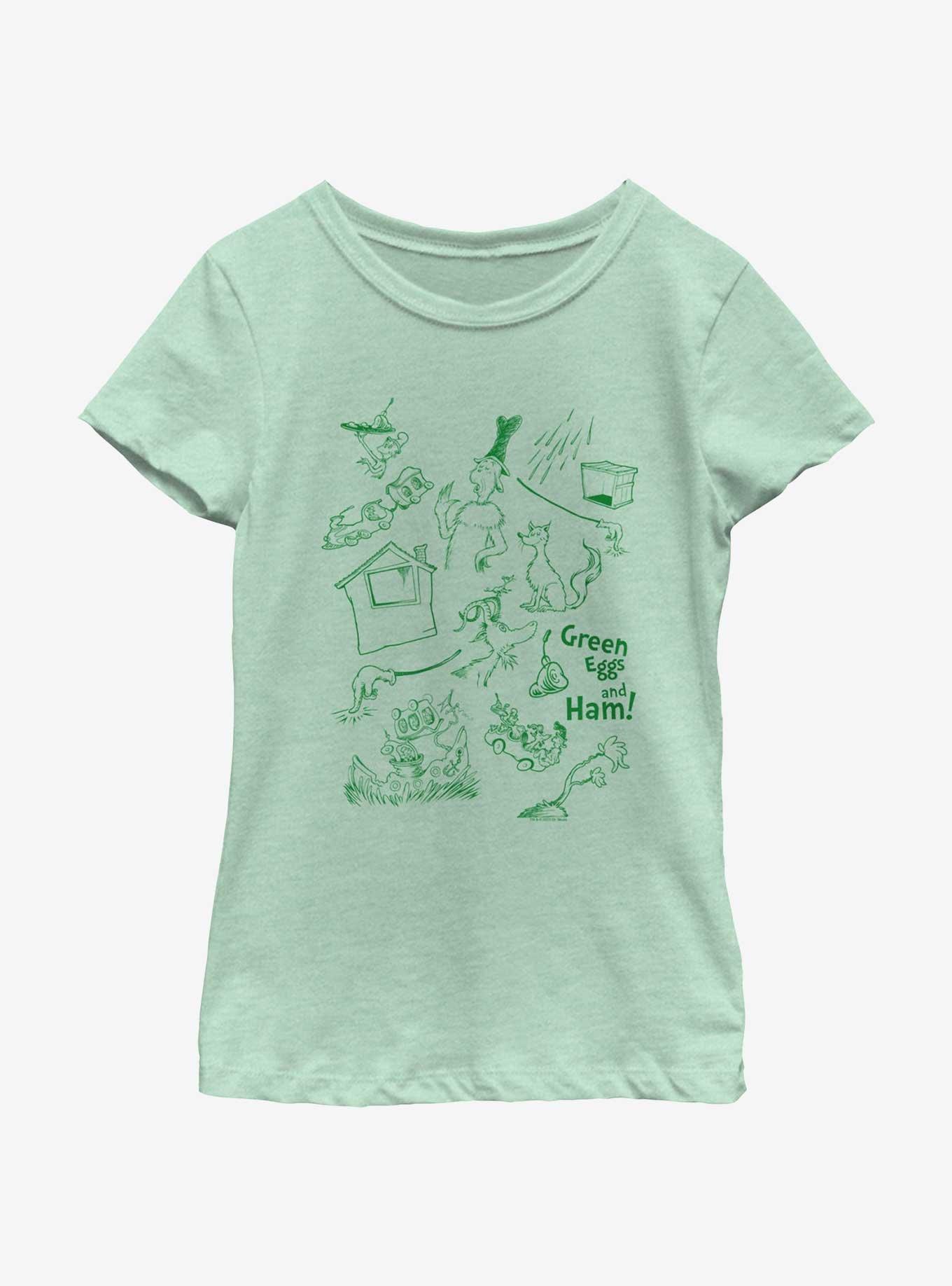 Dr. Seuss Green Eggs And Ham Icons Youth Girls T-Shirt, , hi-res
