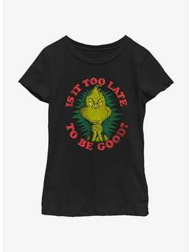 Dr. Seuss Grinch Is It Too Late To Be Good Youth Girls T-Shirt, , hi-res